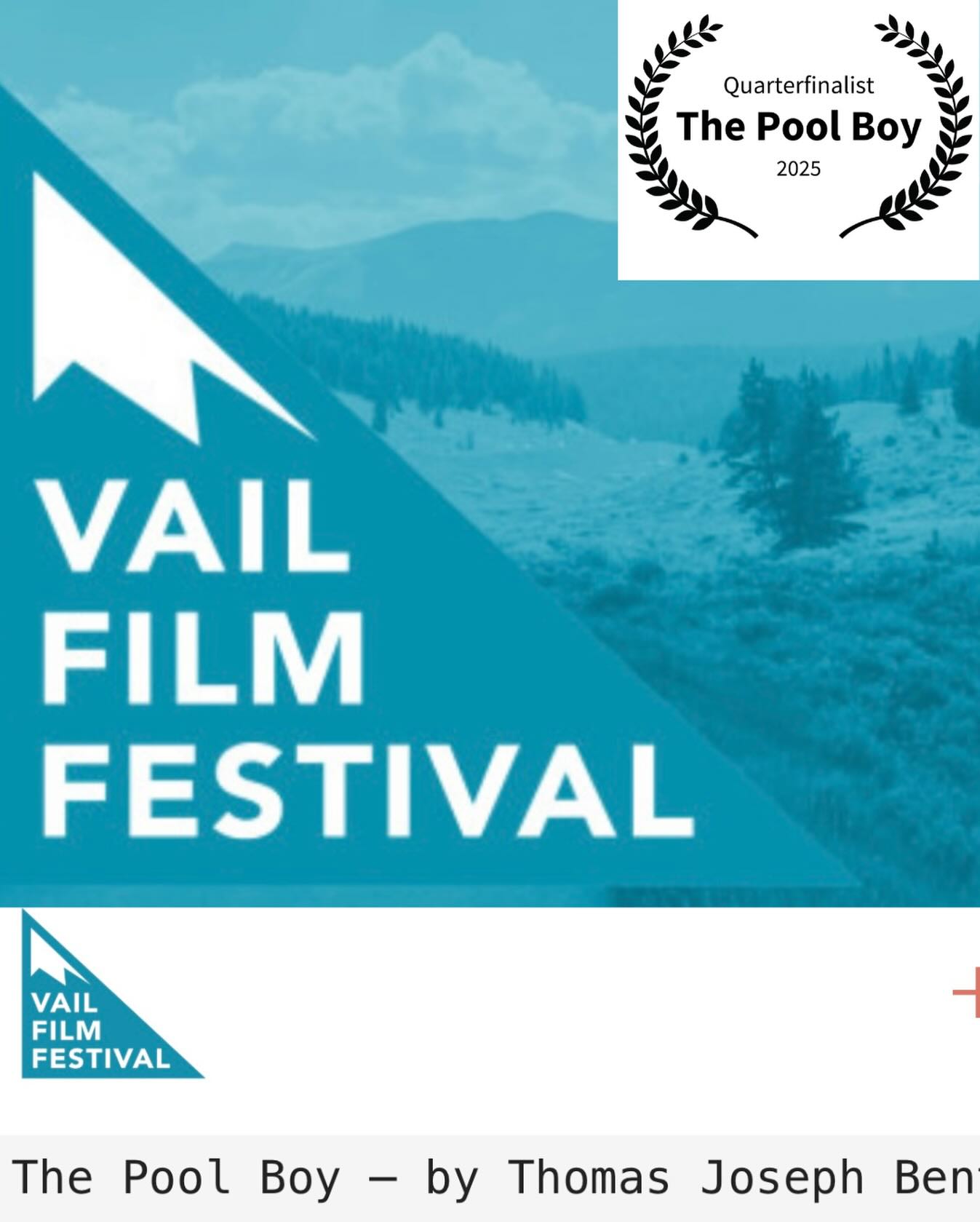 Thrilled to share that my feature screenplay, “The Pool Boy” is a Quarterfinalist in the 2025 Vail Film Festival @vailfilmfest Script Competition. Grateful to keep this story moving forward. #Screenwriting #VailFilmFestival #IndieFilm
