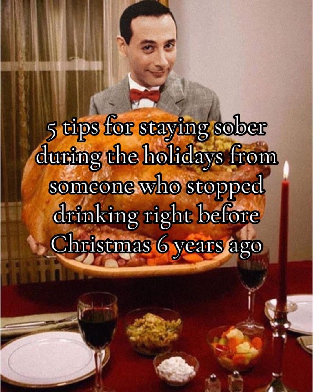 The holiday season is boozey as all heck. Family can be triggering, and so can going back to your hometown. Here are my tips for not drinking as someone who has got sober from alcohol right before Christmas 🦃🌲🤘
Full blog post at sobersojourn.org 🧿
📸 Pinterest