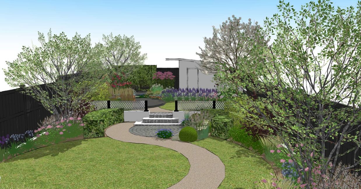 🍏 Another project ready to build in January. From a blank canvas with some steps and wall, to a haven for wildlife and a gardeners garden full of plants and colour. Oh and space for two little dogs to play! #urbangardendesign #gardendesigneressex #gardendesigner #gardendesignforbiodiversity