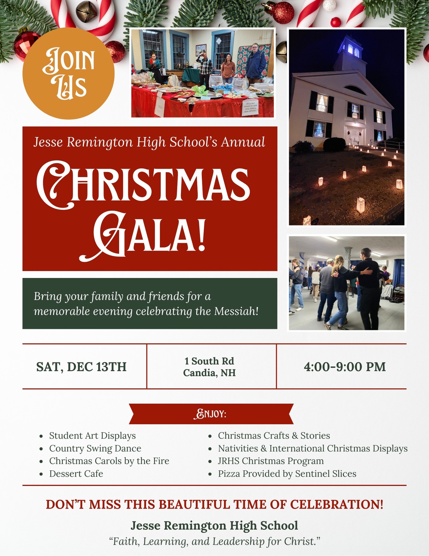 Gather your loved ones and come enjoy an evening honoring the Messiah on December 13th from 4-9pm. 🎄
From carols by the fire to crafts, displays, dancing, and delicious treats, this is a Christmas celebration you won’t want to miss! ❤️