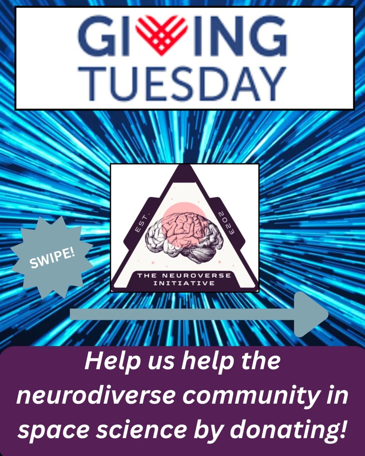 This past year we defeated Godzilla once and for all with your Giving Tuesday 2024 donations. This upcoming year, we have our eyes set on a warp drive! It's totally possible 🤓
We ask you to consider TNI in your Giving this year. We have some amazing initiatives planned for the year ahead, and we can get there together. 💖
We've seen a lot of growth and activity in 2025, and we want 2026 to be bigger and even better. Your donations go to supporting the team working on this non-profit and in realizing our mission. Thank you for your support 🥰
Please visit our website to learn more!
linktr.ee/neuroverseinitiative
www.theneuroverseinitiative.com
#givingtuesday #neuroverseinitiative #neurodiversity #space #godzilla #warpdrive #nonprofitfundraising #autismawareness