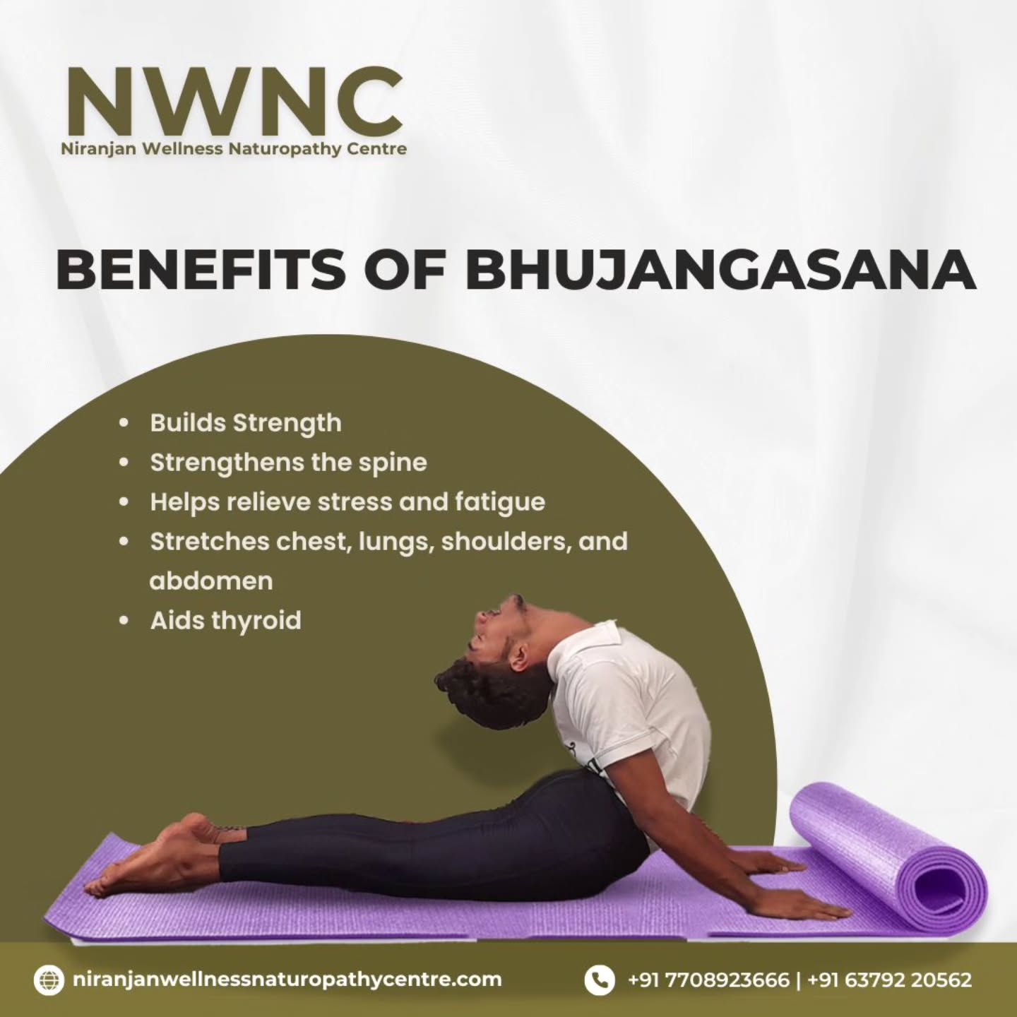🌿 Struggling with back pain, stress or stiff muscles?
❓ Looking for a natural and powerful healing method?
✨ Try Bhujangasana (Cobra Pose) — a transformative yoga posture for complete wellness!
❓ What makes Bhujangasana so effective?
✔ A: It builds strength and stability, especially in the spine and back muscles.
❓ Can this pose help reduce stress and fatigue?
✔ A: Yes! It improves blood circulation and helps relax your mind, reducing mental pressure.
❓ Which areas of the body benefit the most?
✔ A: It stretches the chest, lungs, shoulders & abdomen, enhancing flexibility and breathing capacity.
❓ Are there internal health benefits too?
✔ A: Absolutely — it supports thyroid function and overall energy levels.
🌟 Why Choose Niranjan Naturopathy Wellness Centre?
🧘 Expert yoga instructors
🌿 Holistic and natural healing approach
💆 Personalized therapeutic programs
🏥 Peaceful wellness atmosphere
📍 Searching for the Best Yoga & Naturopathy Centre in Coimbatore ?
Join us at Niranjan Naturopathy Wellness Centre (NNWC) and start your wellness transformation.
📞 Book Your Wellness Consultation Today
📲 +91 77089 23666 | +91 63792 20562
🌐 niranjanwellnessnaturopathycentre.com
📍 Thoothukudi / Tuticorin
Comment “HEAL” to receive a FREE wellness assessment!
✨ Your journey to a healthier body & peaceful mind begins here.
#Bhujangasana #CobraPoseYoga #YogaForBackPain #StressReliefYoga #NaturopathyThoothukudi #YogaTuticorin #HolisticHealingIndia #NiranjanNaturopathyWellnessCentre #YogaLife #WellnessJourney #pixelloomdigital #bestyogaclass #coimbatore