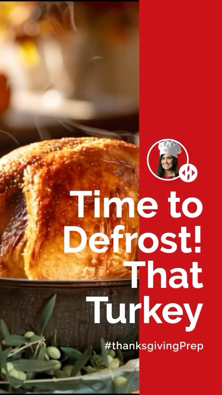The USDA recommends 4 hours of thawing for every LB of Turkey.🍗 If your bird is 20+ Ibs., TODAY is the day to place it in the fridge!
#thanksgiving #turkeyprep