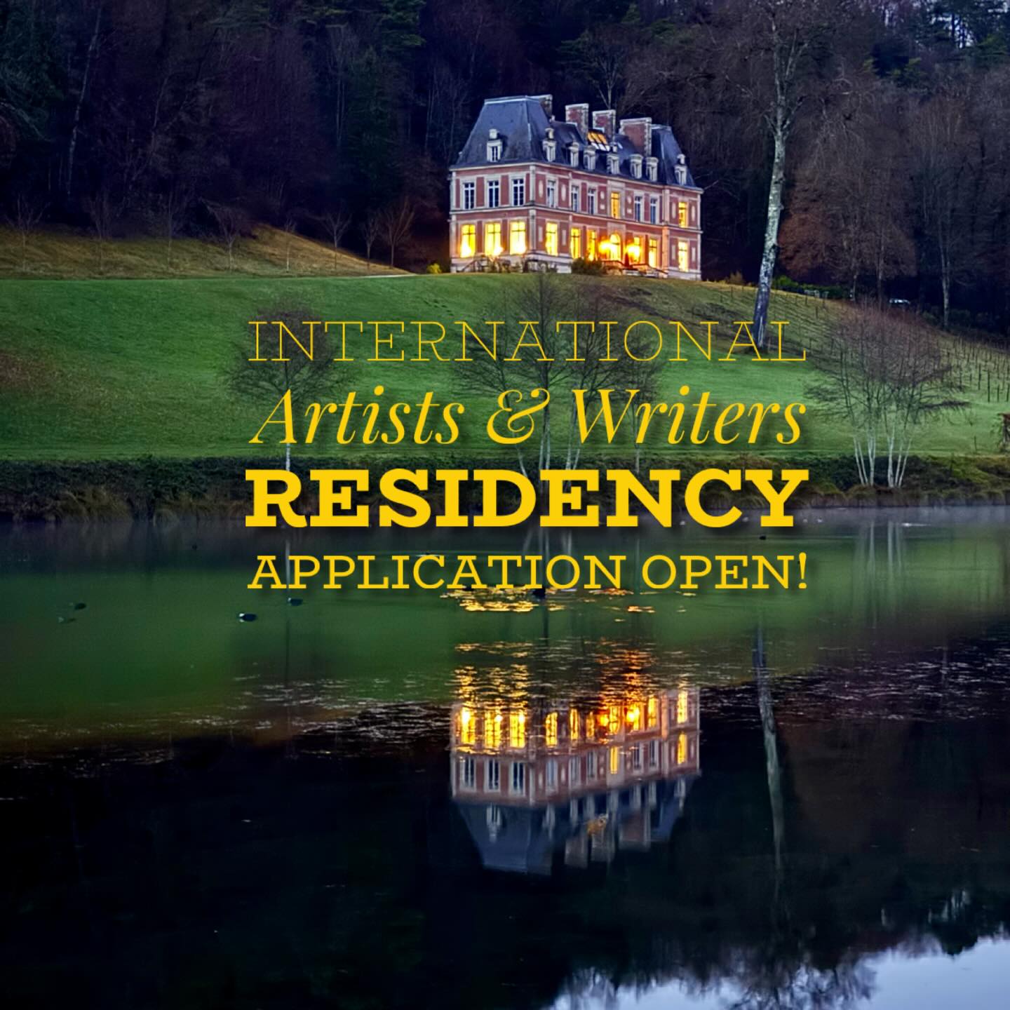 APPLY NOW!
Application is Open!
- Link in Bio. - No Application fee!
Award Winning International Artists & Writers Residence in FRANCE › Private Bedroom - Private Studio - All Chef Prepared Meals - Year round. All creatives welcome:
Visual Arts, Writers, Photographers, Filmmakers, Musicians, YOU...
🏆 Highest Rated Artist Residency Worldwide
Google Reviews
🏆 10 of the Most Beautiful Artist Residencies in the World
Singulart, International
🏆 14 Outstanding Architectures Hosting Artist Residencies
Domus Magazine, Italy
🏆 Orquevaux is Considered One of the Most Beautiful Villages in The Champagne-Ardenne
👑 GOLDEN TICKETS ❗️In addition to regular application there are opportunities to win 2 week residencies!
For Golden Ticket Fellowship competition
👉 IMPORTANT 👈
• Follow Account and Tag your Artwork #ChateauOart
Main Language at residency is English.