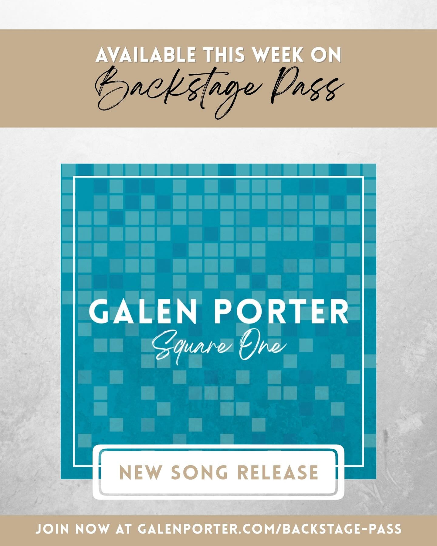 Hey guys! My newest song release “Square One” is officially live on my website - available exclusively to you Backstage Pass members! This song was written earlier this year after things didn’t quite go as planned with my job and in my music career. But as I prayed and waited on the Lord in this season, I started seeing that God needed to teach me some humility and patience (among other things) before I would actually be ready for whatever He wanted to do next in my life. In a way, it was almost like I needed to go back to the basics, reset my expectations, realign my heart with God’s and put Him first, before I could be ready for the next step - so pretty much, I had to go back to “Square One”.
I’m sure I’m not the only one who’s had to go back through the valley and re-learn the lesson I may have missed the first time through. If you know what I’m talking about, then this song is for you. I hope it brings you encouragement and even a fresh perspective as you put your all before the Lord and move as He leads you. Praying for the best for all of you this week, God bless! 🙏🏻🙌
_____________________________________________
If you’re not yet a part of my Backstage Pass membership and would like to join, just click the link in my Bio and follow the sign up process. And be sure to follow me @galen.porter for more encouraging and inspiring music, and regular updates on upcoming projects!