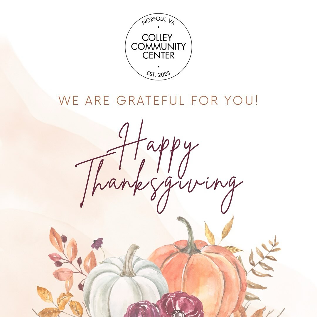 We want to take a moment to express our sincere appreciation for all of YOU.
Whether you’ve been a participant, a volunteer, a donor, a board member, a facilitator, an advocate, a follower, or a friend, YOU have made the CCC and its programs thrive this last year.
Whether your table is packed with chairs or you’re opting for some takeout and solo downtime, we want to send our gratitude for your support. If you’re seeing this post, it means you’ve shown up for the CCC in some way, and we don’t take that for granted. So thank you.
And if you’re still hard at work today, we hope that more than a few people show you kindness and that your work will feel fulfilling.
No matter what your day brings, may you experience moments of calm and reminders that your community cares for you!
From all of us at the CCC, Happy Thanksgiving! 🍁
#colleycommunitycenter #communityovercompetition #knowyourneighbors #reducesocialisolation #multigenerational #empoweringcommunities #norfolkva #norfolkva757 #practicalworkshops #artworkshops #createtogether #colleyavenorfolk #happythanksgivingday