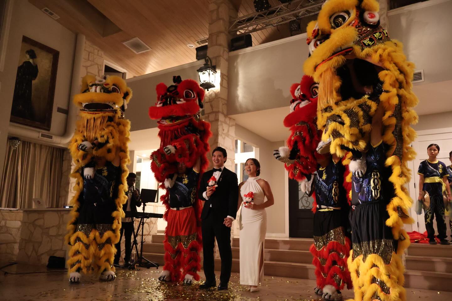 Grateful to share our lions, our drumming, and our blessings with you tonight. Congratulations to the newlyweds My and Hana. May your journey together be filled with harmony and happiness 💛💙🧧