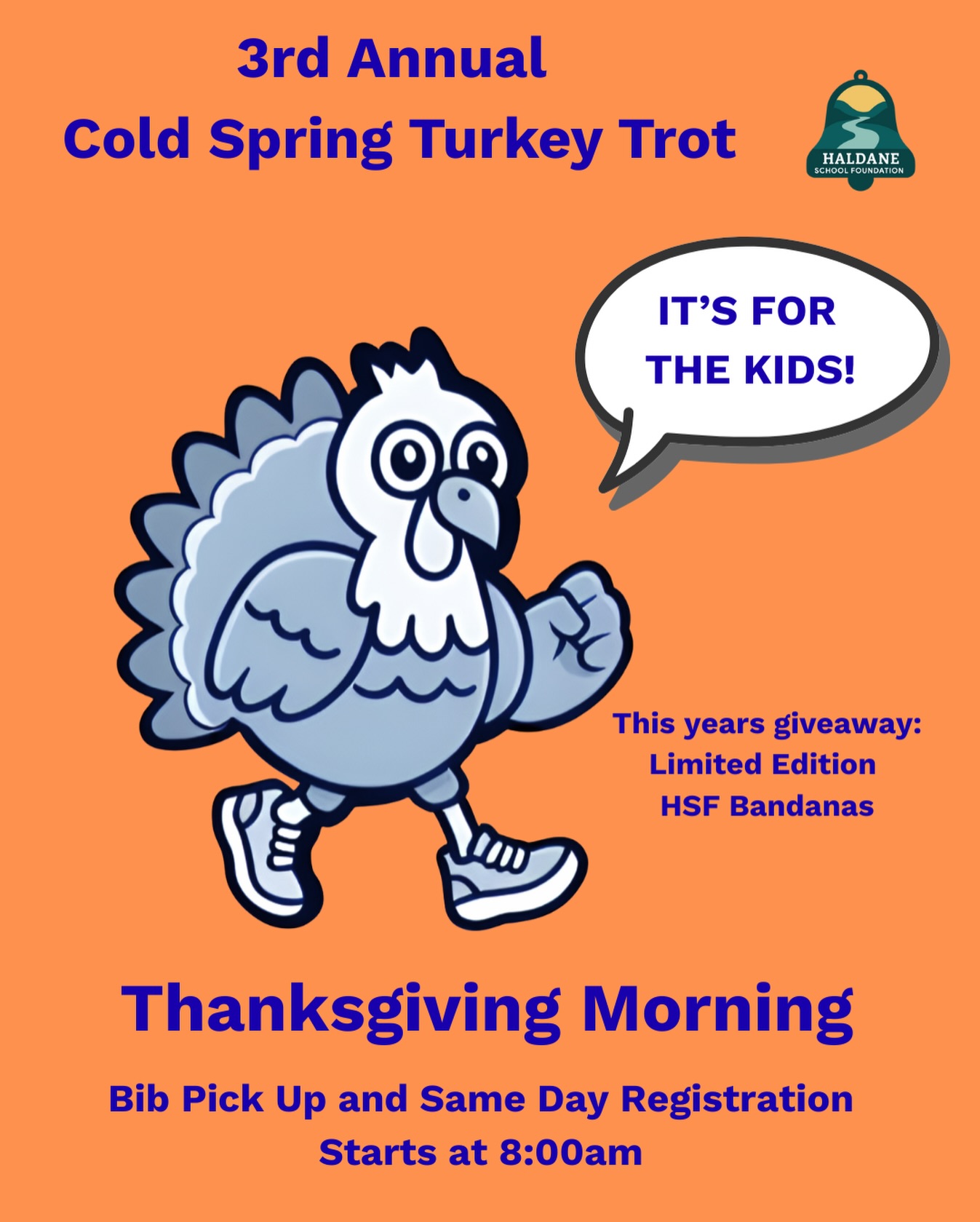 Lace up, Philipstown! 🦃✨ The 3rd Annual Turkey Trot is back and better than ever!
Register at the link in bio and don’t miss out on ourlimited edition HSF bandanas—they’re seriously cute 👀🧡
#TurkeyTrotFun #HSFCommunity #ColdSpringEvents #FamilyRun #HSFBandanas