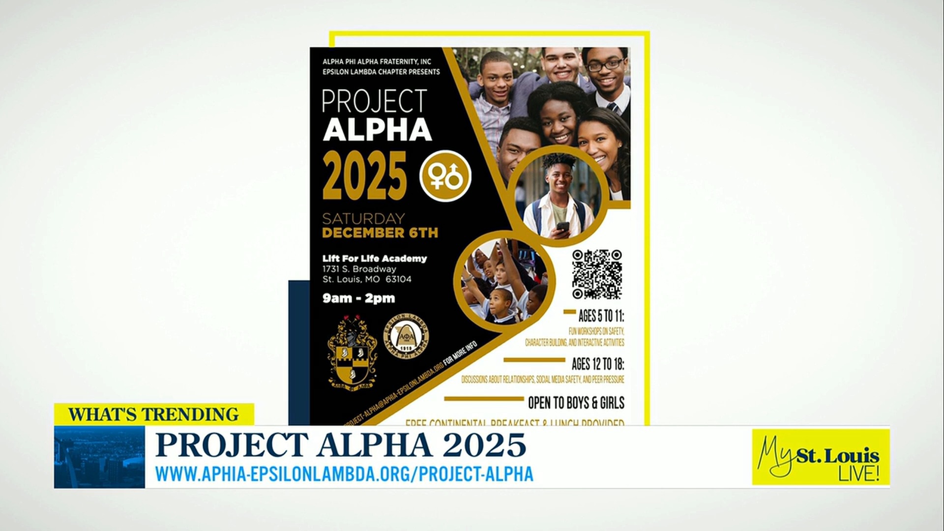 We are just days away from the service highlight of Founders’ Day Weekend — Project Alpha! 🎓✨
🎥 Tap in and watch this powerful clip from My St. Louis Live on KMOV where our youth program and event details are explained! 🔥
🗓 This weekend
🕘 9 AM – 2 PM
📍 Hosted at Lift For Life Academy in St. Louis
✅ Registration is required
📲 Register the youth now www.aphia-epsilonlambda.org/project-alpha
#ProjectAlpha #YouthEmpowered #FoundersDay #NextGenLeaders #FreeFood #Giveaways #MentorshipMatters