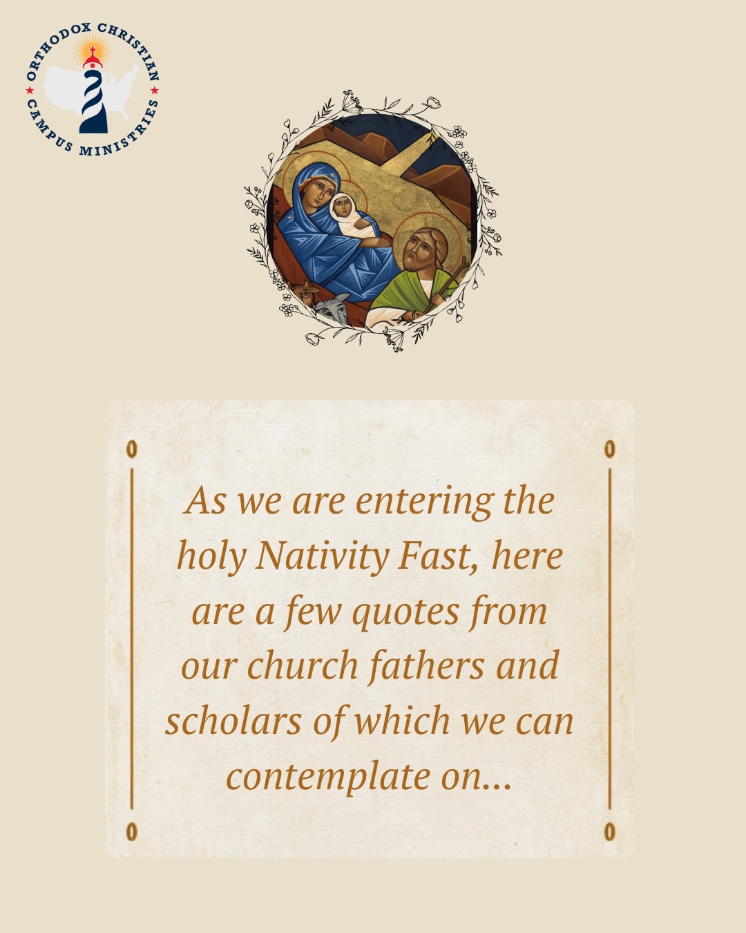 Blessed eve of the holy Nativity Fast OCCM Family๐