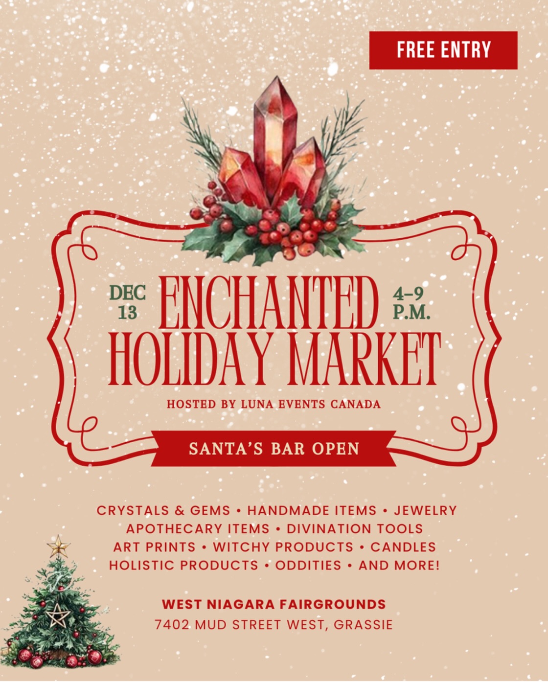 ✨ The countdown is ON! ✨
We’re 1 week away from the Enchanted Christmas Market and we can’t wait to bring the magic of Back To Your Roots to West Niagara Fairgrounds✨
🎄 Saturday, Dec 13
⏰ 4–9 PM
📍 West Niagara Fairgrounds
Come shop local, soak in the festive vibes, and discover gifts infused with intention + goodness. We cannot wait to be apart of @lunaeventscanada event alongside other amazing local vendors✨🎁
See you there! 🎄💝✨