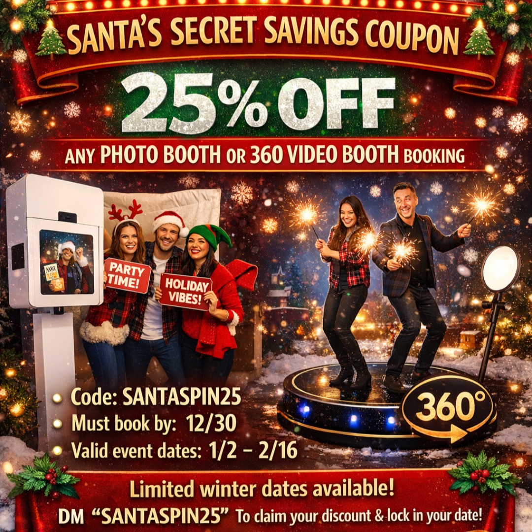 🎄 ’Twas the night before Christmas… Santa checked twice,
and picked Photo Booth + 360 because memories are nice! 🎅🏽📸✨
SANTA’S SECRET SAVINGS COUPON
✅ 25% OFF any Photo Booth OR 360 Video Booth booking
🎁 Code: SANTASPIN25
📅 Book by: 12/30
🗓️ Valid event dates: 1/2–2/16
🔥 We’re now available 24/7 — no times off limits. Late night, early morning, after-hours… we’ve got you covered.
📌 Book here: https://www.honeybook.com/widget/just_face_it_events_photo_booths_199533/cf_id/6178109a1e40d10033217595
📩 Or DM “SANTASPIN25” to lock in your date!
#JustFaceItEvents #PhotoBoothRental #360PhotoBooth #EventEntertainment #CorporateEvents #WeddingVendors #BirthdayPartyIdeas #HolidayParty #ChicagoEvents #MilwaukeeEvents