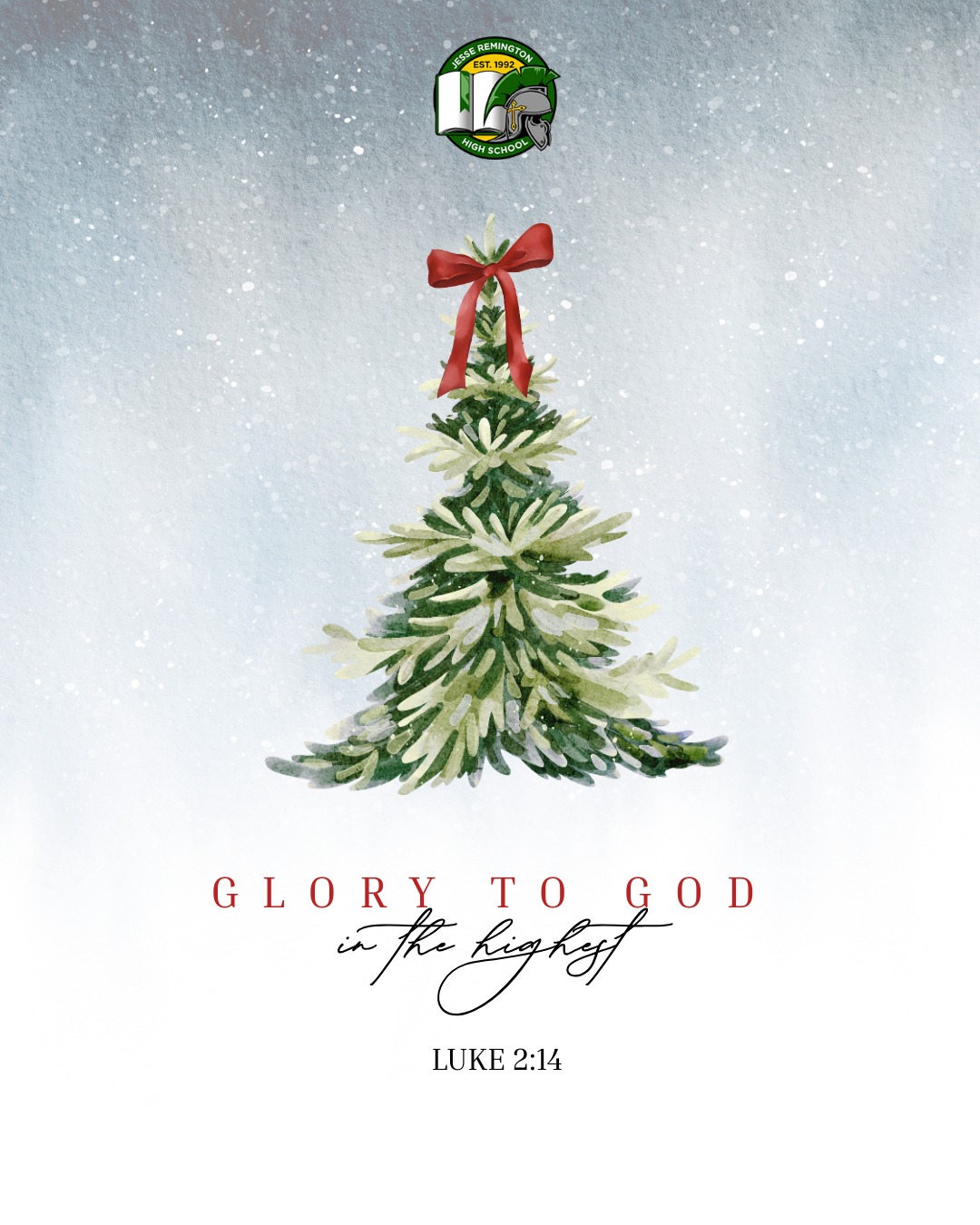 Merry Christmas from Jesse Remington High School 🎄
Today we celebrate the birth of Christ and the hope, joy, and peace He brings to the world. Wishing our families, students, alumni, and community a blessed Christmas filled with love and gratitude.