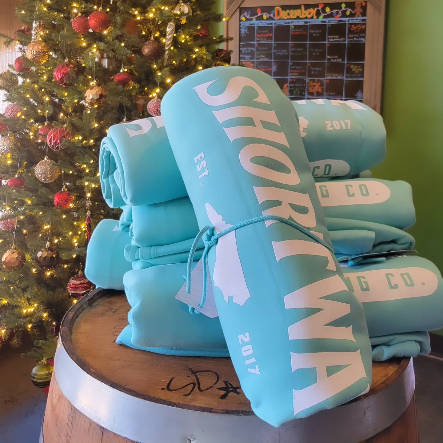 Cozy up in our NEW sweatshirt blankets just in time for Christmas! #shortwaybrewing #beerandfamily