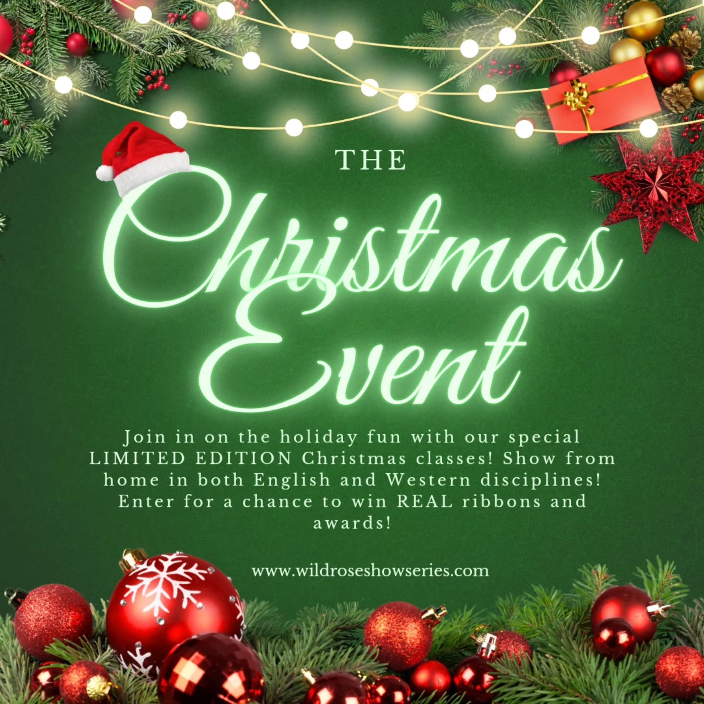 π β¨ CHRISTMAS SHOW IS NOW OPEN! β¨ π
Weβre thrilled to announce that our Christmas Virtual Horse Show is officially OPEN β and entries will be accepted now through December 31st!
But thatβs not allβ¦
π We are now OPEN GLOBALLY!
Riders from all around the world can now enter and compete in our show! No matter where you ride, youβre welcome to join the fun. π«π΄
π
Special Christmas Event
For a limited time, compete for our exclusive, limited-edition Christmas ribbons β only available during this show! Donβt miss your chance to earn these festive ribbons. πβ¨
π Last Month for High-Points!
December is the final month to collect high-points for the season. High-point awards will be announced and awarded in January, so get those entries in and finish the year strong!
π Enter today and celebrate the season with us!
www.wildroseshowseries.com
#VirtualHorseShow
#OnlineHorseShow
#horseshowlife