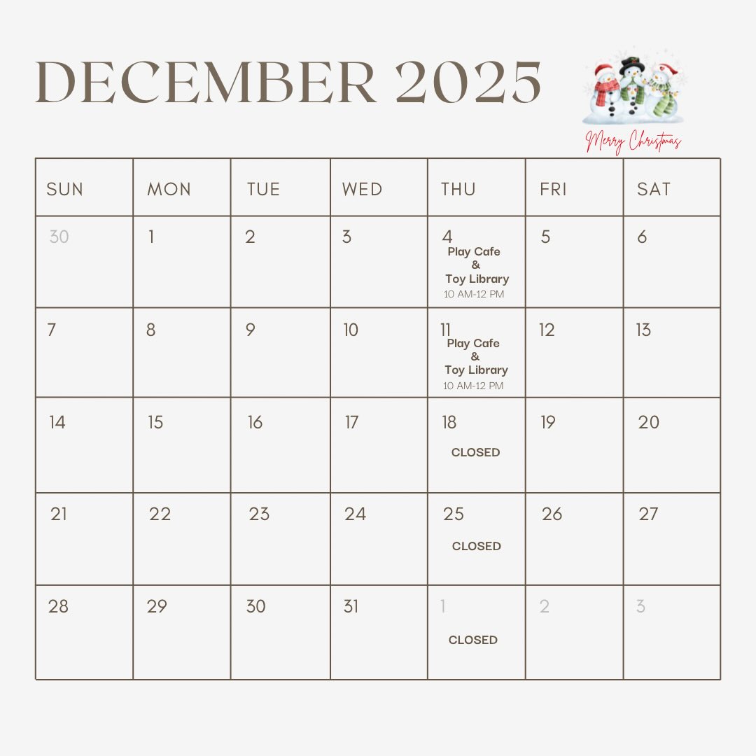 Join us this Christmas season and in the New Year for Play Cafe & Toy Library! Haven’t checked us out yet? Caregivers and parents with children aged 0-6; this space is for you! Play Cafe is a community of people from all walks of life; seasoned parents or first time parents; community or church, tired or energetic. Come join us for this free program.
Closed:
December 18
December 25
January 1