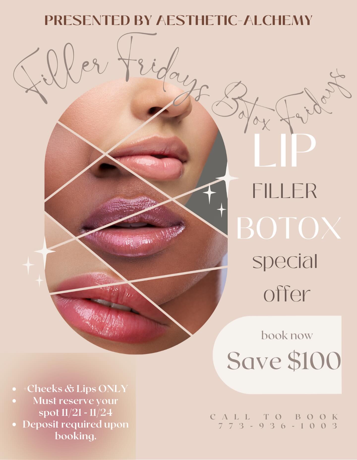 FILLER FRIDAYS
Every Friday, enjoy $100 OFF lip or cheek filler and get the look you’ve been waiting for.
Spots are limited, book now and treat yourself!
#FillerFridays #AestheticAlchemy #LipFiller #CheekFiller #EnhanceYourBeauty #BeautyDeals #GlowUpSeason #SelfCareFridays #AestheticMedicine #medspalife