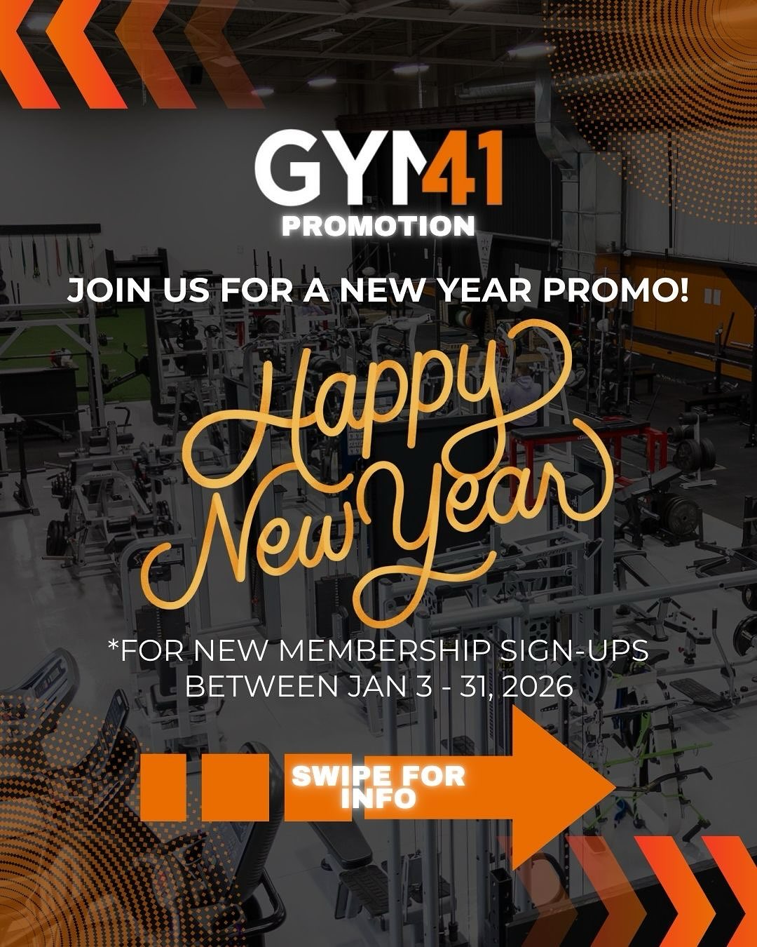 ⏳📣 LIMITED TIME - NEW SIGN UP PROMOTION 📣⏳
New Year, Better You!
All new bi-weekly payment membership sign-ups will receive their FIRST 4 WEEKS FREE!
OR pay for your year* (52 weeks) upfront and receive an additional TWO MONTHS* (8 weeks) FREE!
This promotion is only active from January 3 to January 31, so don’t miss it! Have any questions? Drop by our staffed hours or send us an email or DM.