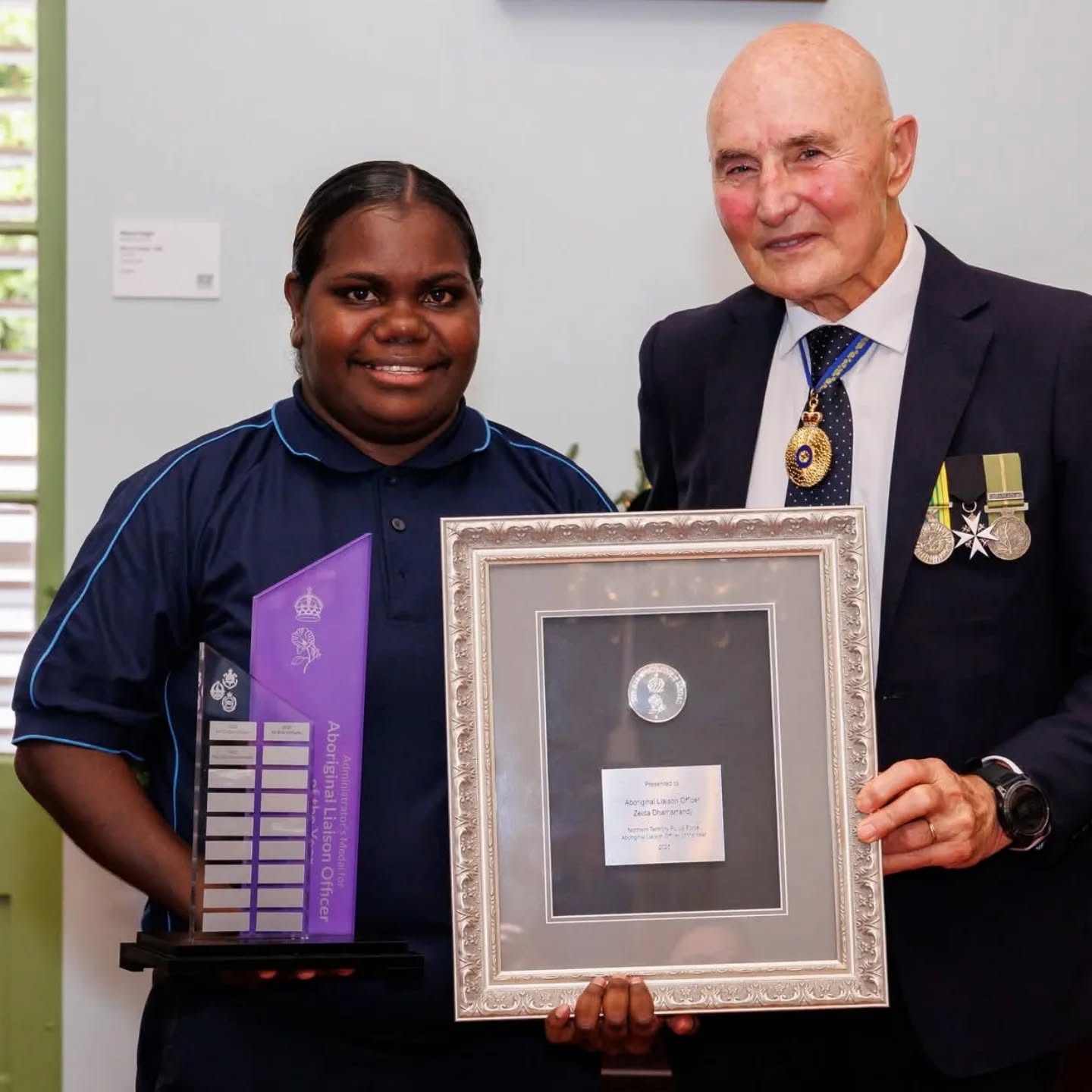 ✨ Celebrating Our Very Own GWS Board Member, Zelda Dhamarrandji! ✨ We are very proud of you ✨
Yesterday evening, his Honour Professor the Honourable Hugh Heggie AO PSM hosted the presentation of the Administrator’s Medals of the Year at Government House.
Seven outstanding Territorians were recognised for their exceptional service and dedication to our NT community and our GWS family is so proud to celebrate one of our own.
🌟 Aboriginal Liaison Officer of the Year – ALO Zelda Dhamarrandji, Galiwin’ku Police Station 🌟
Zelda, you are not only a pillar of strength in your role, but also a treasured member of the Galiwin’ku community and a valued part of our GWS family. Your leadership, compassion, and unwavering commitment to safety and wellbeing shine through everything you do. Congratulations Zelda, we are so proud of you! 🧡
We also extend our congratulations to the other 2025 Administrator’s Medal of the Year recipients:
🌟 Police Officer of the Year – Senior Constable Csaba Boja, Nhulunbuy Police
🌟 Police Auxiliary of the Year – Senior Police Auxiliary Heidi-Marie Lehmann, School Based Policing
🌟 Aboriginal Community Police Officer of the Year – Senior ACPO Brian Stanislaus, Casuarina Police Station
GWS sends our warmest congratulations to all recipients from NT Police, Fire & Emergency Services for their leadership, professionalism, and commitment to keeping our communities safe.
#AdministratorsMedalOfTheYear #CommunityService #ExcellenceInService LeadershipInAction NTPFES NTPolice CommunitySafety StrongerCommunities NorthernTerritory NTCommunity Galiwinku ArnhemLand YolŋuCountry ProudYolŋuWoman GaliwinkuWomensSpace WomenSupportingWomen SafetyForAll EndingViolence