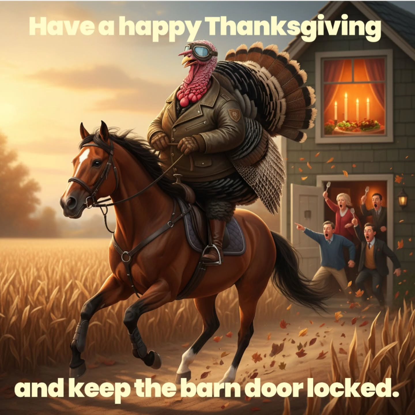 Only AI could turn a beautiful Thanksgiving holiday creepy. Don't look too close at the people's faces. 😉😅 Have a fun day!!