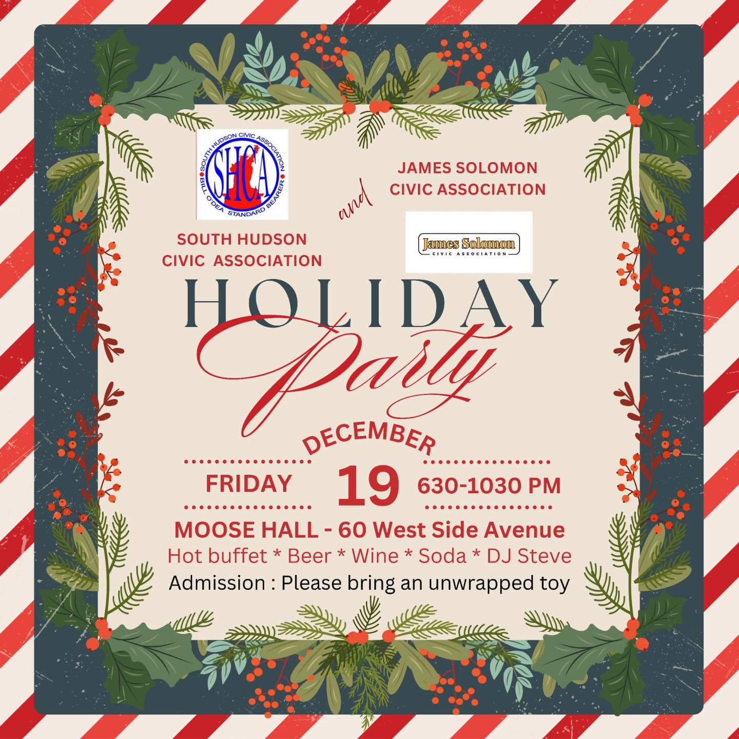 It’s that time of year again, our annual Christmas Party is approaching! Please bring an unwrapped toy. I look forward to seeing you all there!
