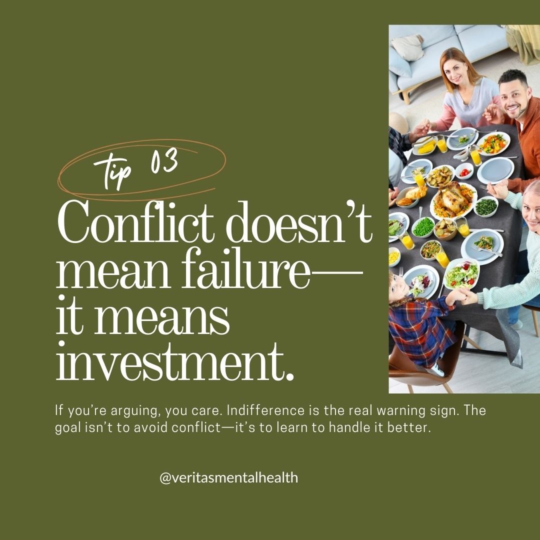 If there’s conflict, it means people care! If there’s silence, check for disconnection. 😬. Healthy families aren’t conflict-free — they’re conflict-resilient. Learn to stay present through discomfort, not run from it.
#veritasmentalhealth #healingthroughconnection #utahcountytherapists #normalizementalhealthcare #thanksgiving #christmas #family #utahcounty #orem #provo #americanfork #lindon #vineyard #lehi #alpine #sundance #ldstherapist
