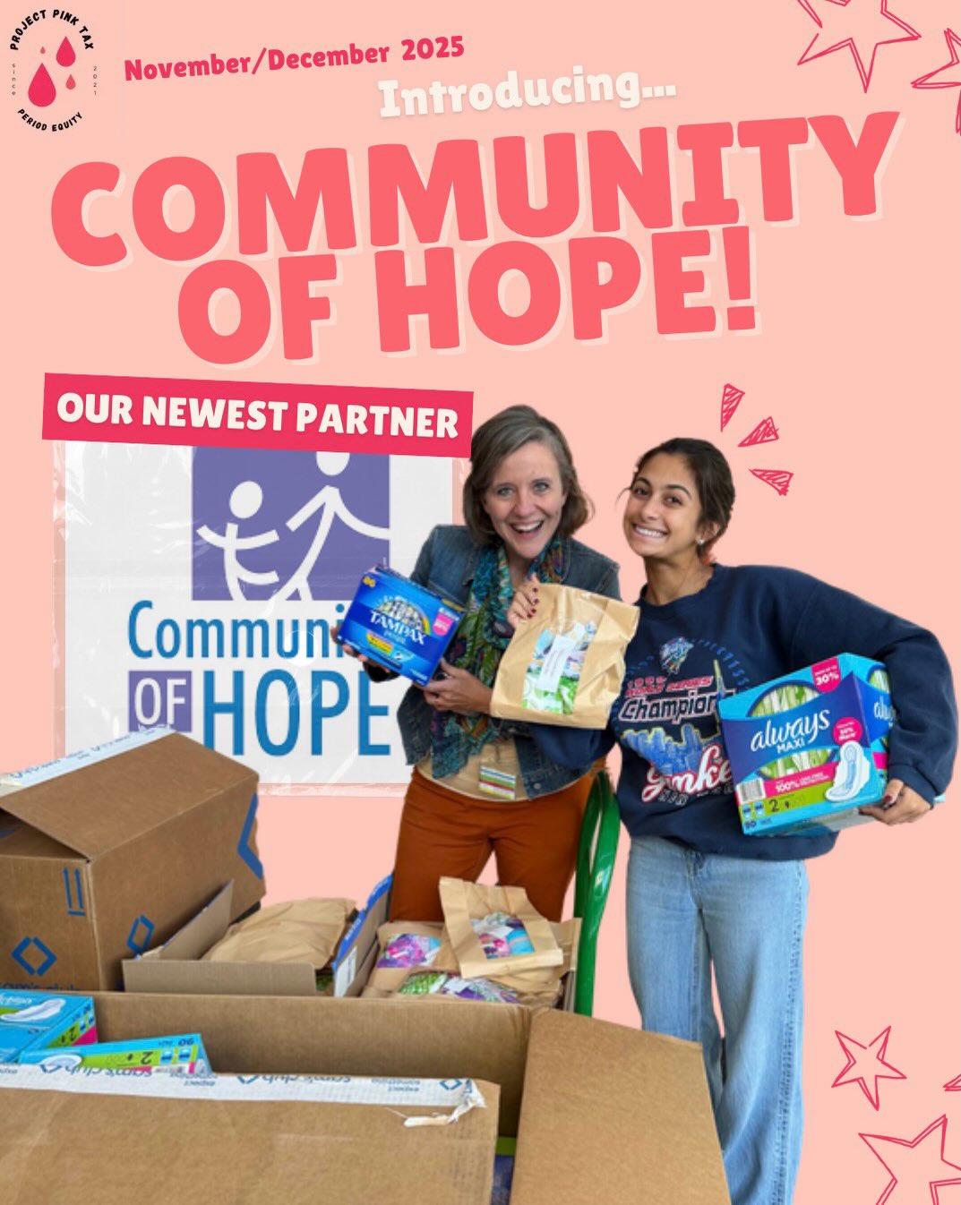 We are so excited to welcome Community of Hope as our newest partner❤️
This collaboration brings us one step closer to a future where menstrual equity reaches every community.