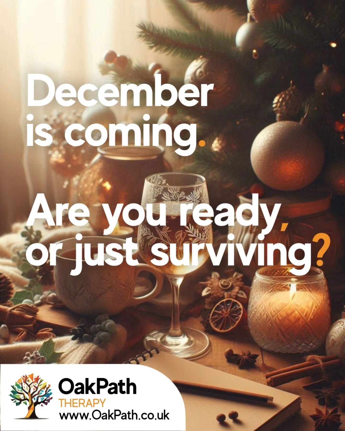 As we move into December, a lot of people quietly start to feel overwhelmed long before the holidays even begin.
If you’re feeling tired, stretched, or just not in the mood for festive energy, you’re not alone. This time of year brings pressure, expectation and old emotions that surface without warning.
Take a moment to slow down and check in with yourself.
Ask:
What do I need?
Where can I set a boundary?
What would help me feel grounded this month?
You deserve to move into December with steadiness, not strain. Small steps of care now make a huge difference later.
🌿 OakPath Therapy. Supporting your mental health through every season.
#OakPathTherapy #mentalhealthawareness #WellbeingJourney #DecemberStress #TherapySupport #SelfCompassion #BoundariesMatter #EmotionalWellbeing #EndOfYearReflection #MindfulnessPractice #MentalHealthUK #CounsellingSupport #HealingJourney #SelfCareReminder #StressReliefTips #TherapyForEveryone #AuthenticLiving #MentalHealthMatters #SeasonalWellbeing #uktherapist