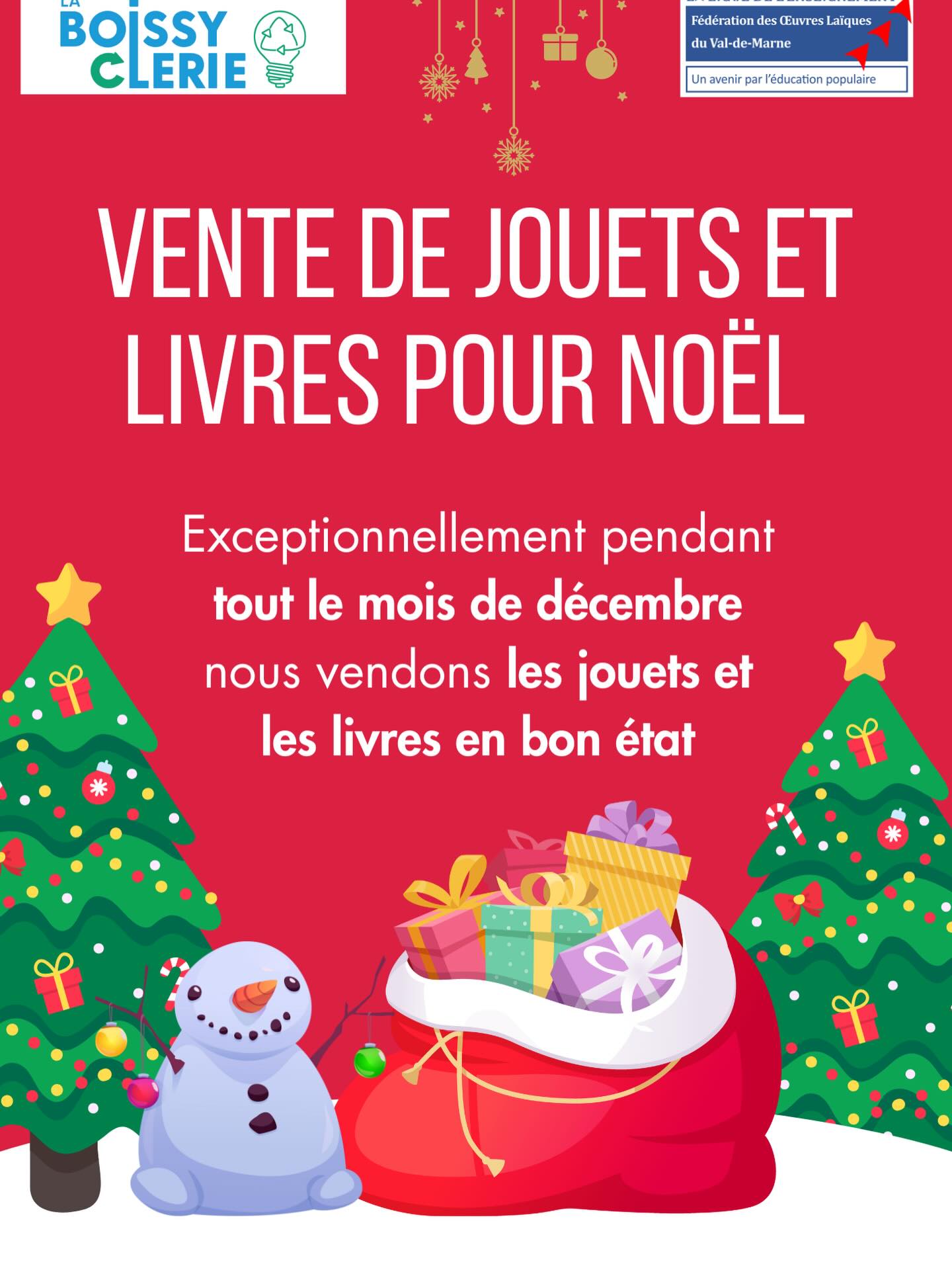 Vente de jouets et de livres pour Noël ! 🎁🎄Pendant tout le mois de décembre, nous vous proposons une sélection de jouets et livres en bon état à petit prix ❤️
