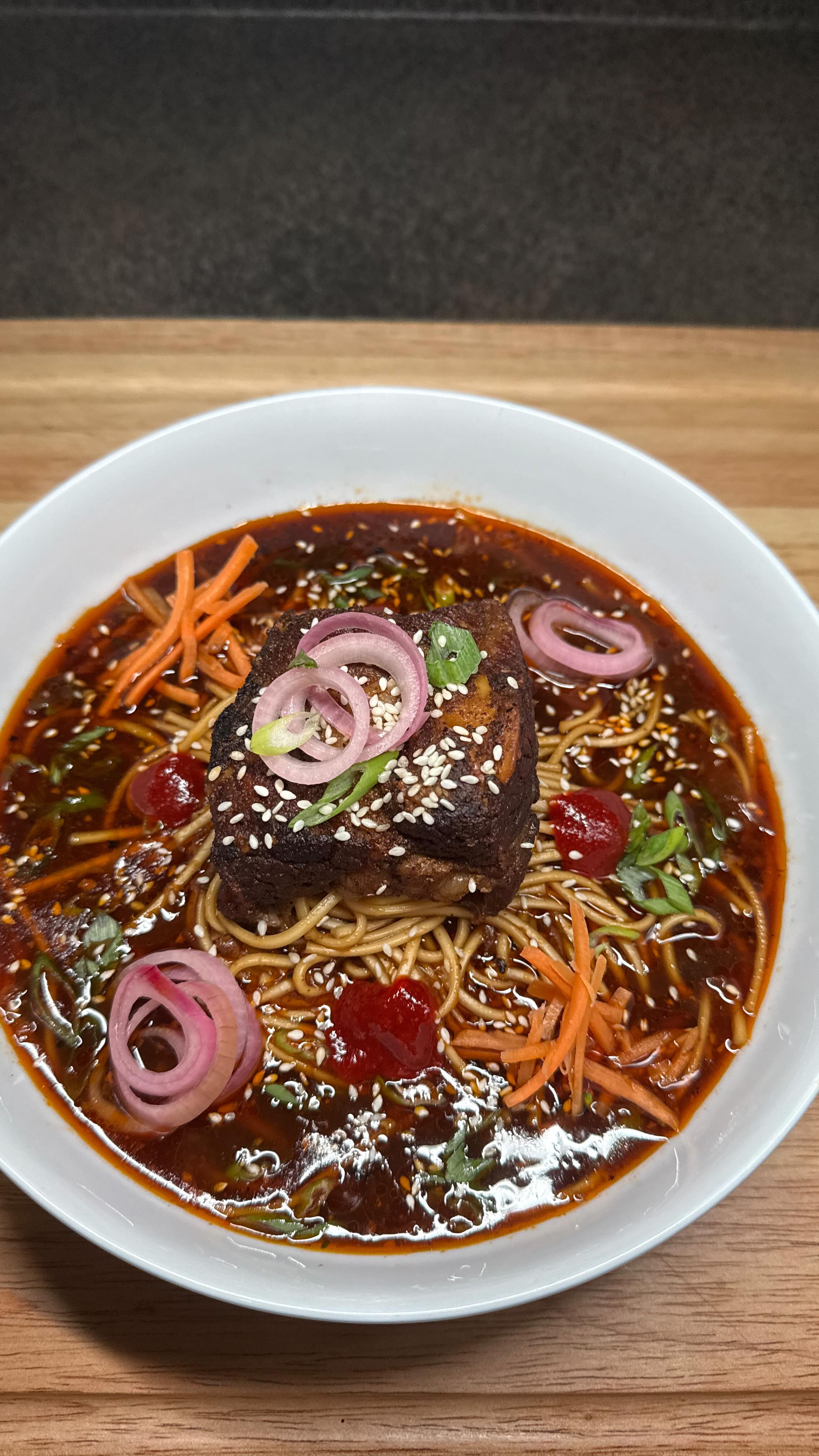 This Flavorful beef and noodle soup is easy to make, just right amount of spice and super tender perfect for the winter. Link to recipe in Bio✅ #chef #ramen #dinner #food #shortrib #asian #atl #chicago #miami #la #detroit
