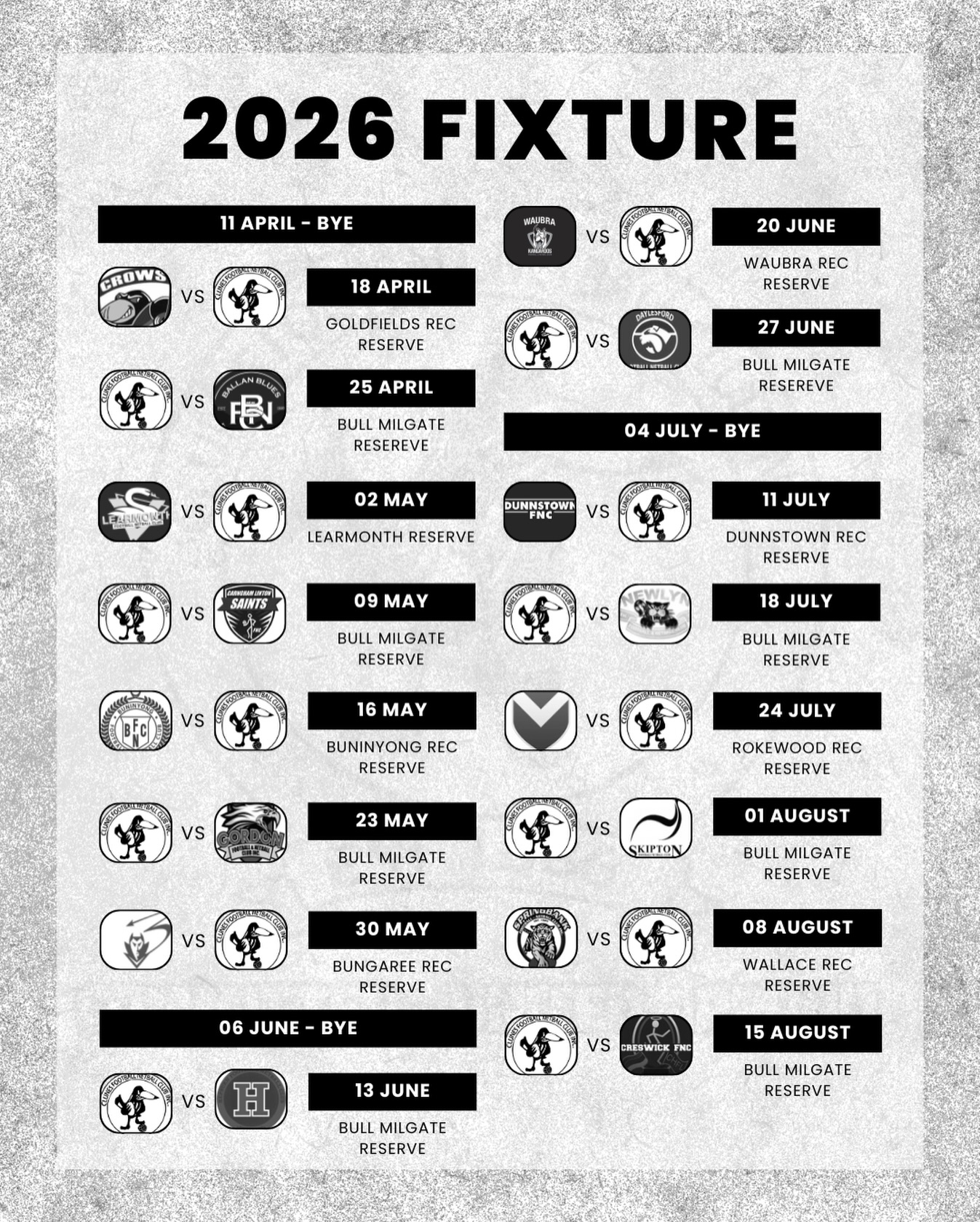 A fresh fixture ahead of the 2026 season! 🖤🤍👊