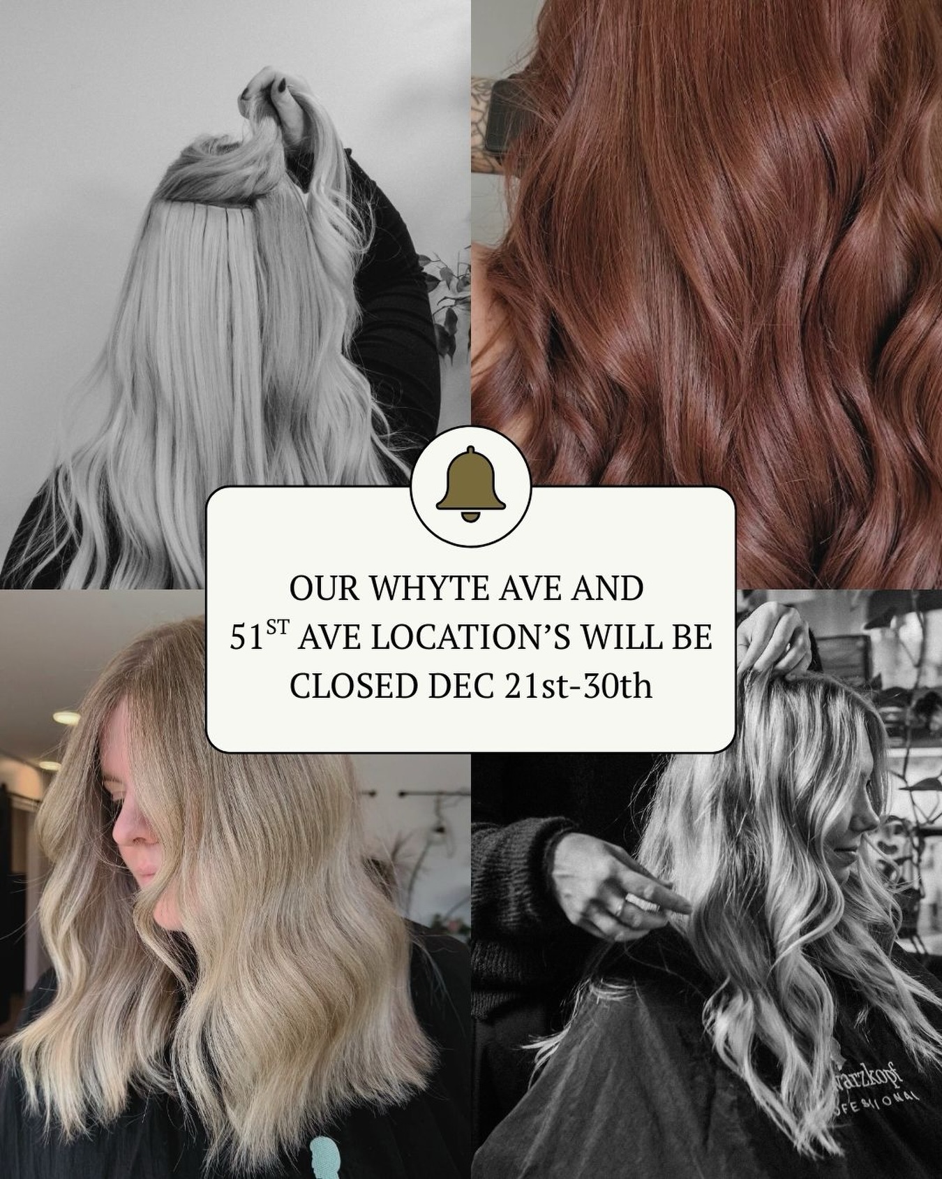 Both Adara locations will be closed from Sunday Dec 21st until Dec 30th! Thanks to everyone our stylists had the pleasure of serving this holiday season. Wishing you all a safe and cozy December! ❤️