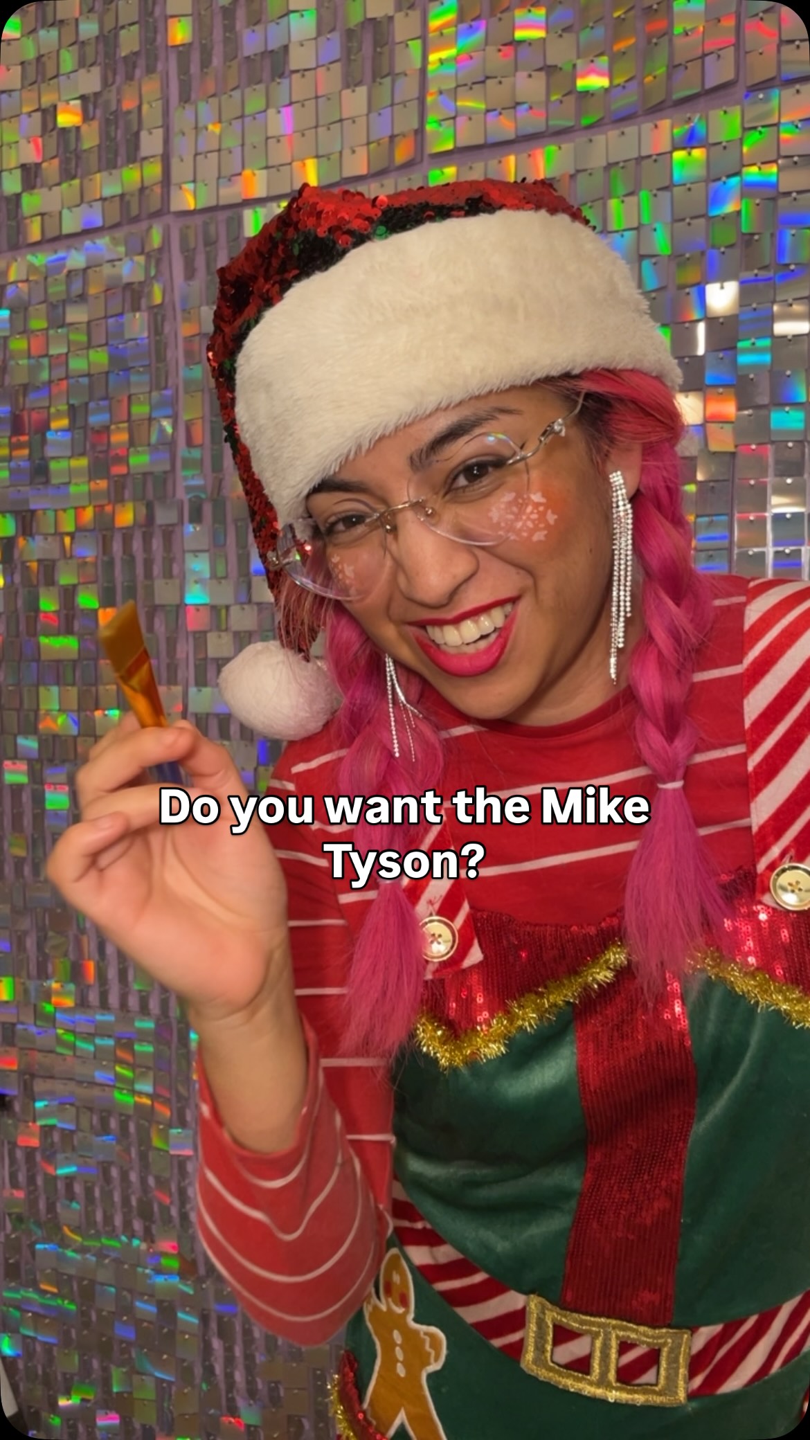 Gotcha! Now you have to get face painted!
.
I make it very clear who the entertainment is 🚨 Sequins are my siren song. ✨🗣️
.
#Facepaint #glittertattoo #balloons #caricatures #bubble #airbrushhat
