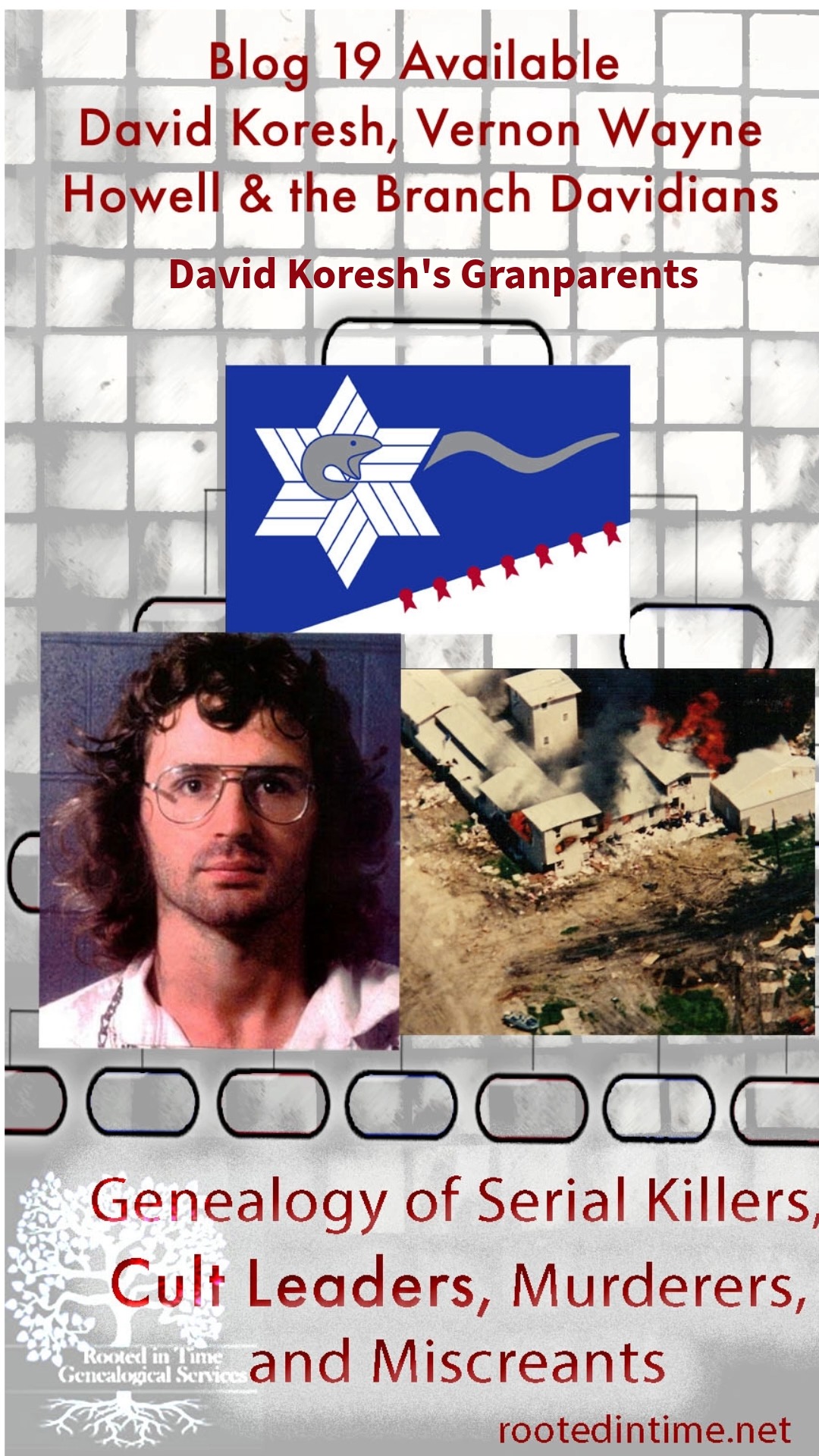 Rooted in Time, Hosts Nicole and Melody return with a deep exploration into the early life and lineage of Vernon Wayne Howell, better known as David Koresh, leader of the Branch Davidians of Waco. How did an intelligent, curious child grow into a man who would lead his community into a 51-day standoff with federal authorities—one that ended with his death, the deaths of 88 of his followers, and 4 law-enforcement officers?
Could his genealogy—viewed through the social, economic, and cultural forces of the mid- to late-20th century—help illuminate the roots of that transformation? In this episode, we investigate the complex interplay of nature, nurture, and circumstance in Koresh’s life. We consider how family legacy, personal conviction, and historical context converged to shape the figure who became central to the tragedy that culminated in fire, destruction, and profound loss on 19 April 1993.
Blog 19 takes you into the lives of his grandparents, where we will see patterns of child marriage emerge generations before Koresh and his spiritual child brides.
Supplemental and reference materials are available at www.rootedintime.net.
If you like genealogy and this type of investigation, follow Rooted in Time Genealogy on Facebook and Instagram by following the handle rootedintimegen
Instagram: https://www.instagram.com/rootedintimegen/
Facebook: https://www.facebook.com/RootedInTimeGen