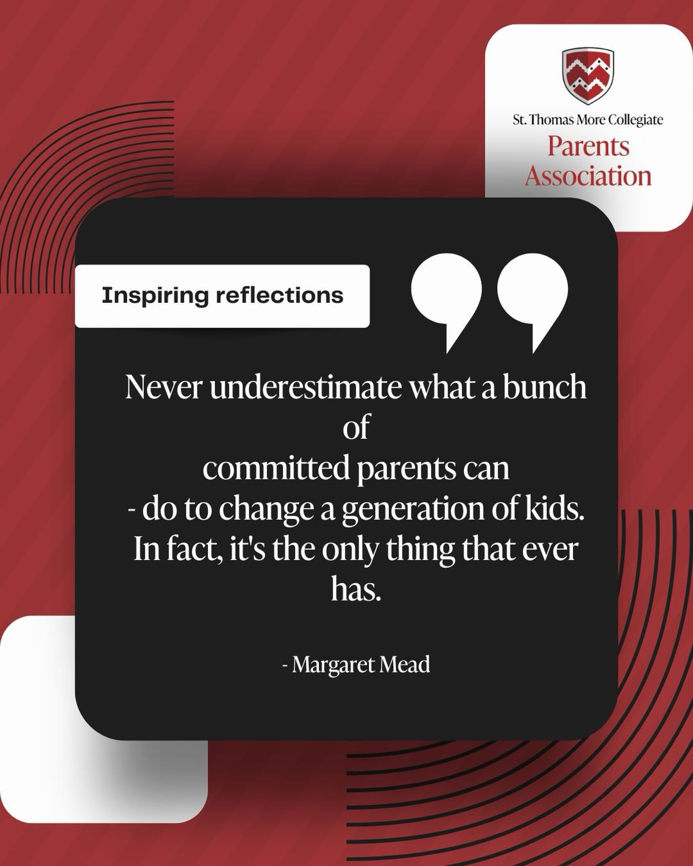 We are the model. Committed parents who Live, Lead, Learn, Serve change a generation.
Kids are watching—join us and make an impact!
Interested? Ask us how and tag a committed parent to say THANK YOU
#stmcparentassociation #ittakesavillage
