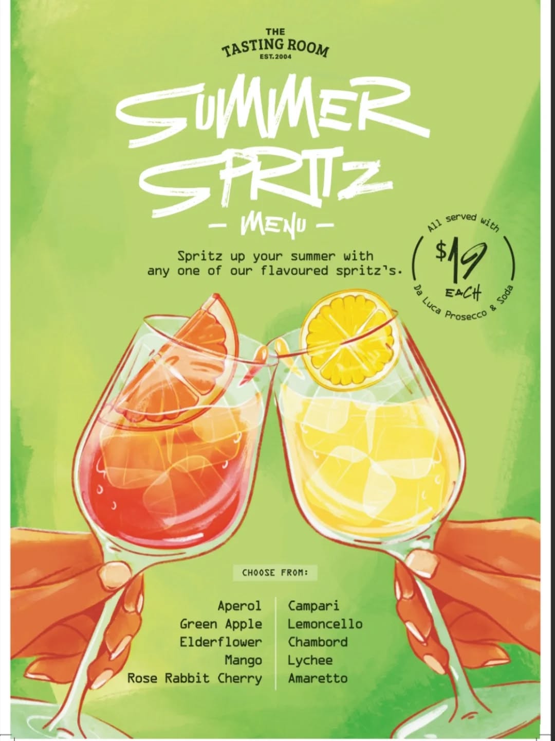 Our summer spritz menu is back!
We have added some juicy new flavors including
Mango
Chambord
Lychee
Amaretto
๐
Perfect to pair with our tasty bruschetta, mussels or some lemon pepper squid!