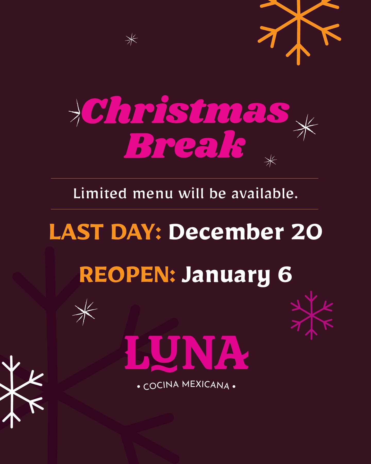 āļøšCounting the bites! A spicy reminder of our well-deserved Christmas holidays just around the corner...ā
ā
āØNos vemos! @lunamexicanrestaurantā
ā
Tue-Thurs: 11am to 9pmā
Fri-Sat: 11am to 10pmā
Sun & Mon: CLOSEDā
ā
At 9880 63 Ave, Argyll Roadā
.ā
.ā
.ā
#yeg #yegfoods #yegfoodies #yegeats #mexicanfood #yeglocaleats #yeglocal #edmontonrestaurant #edmontonalberta #edmonton