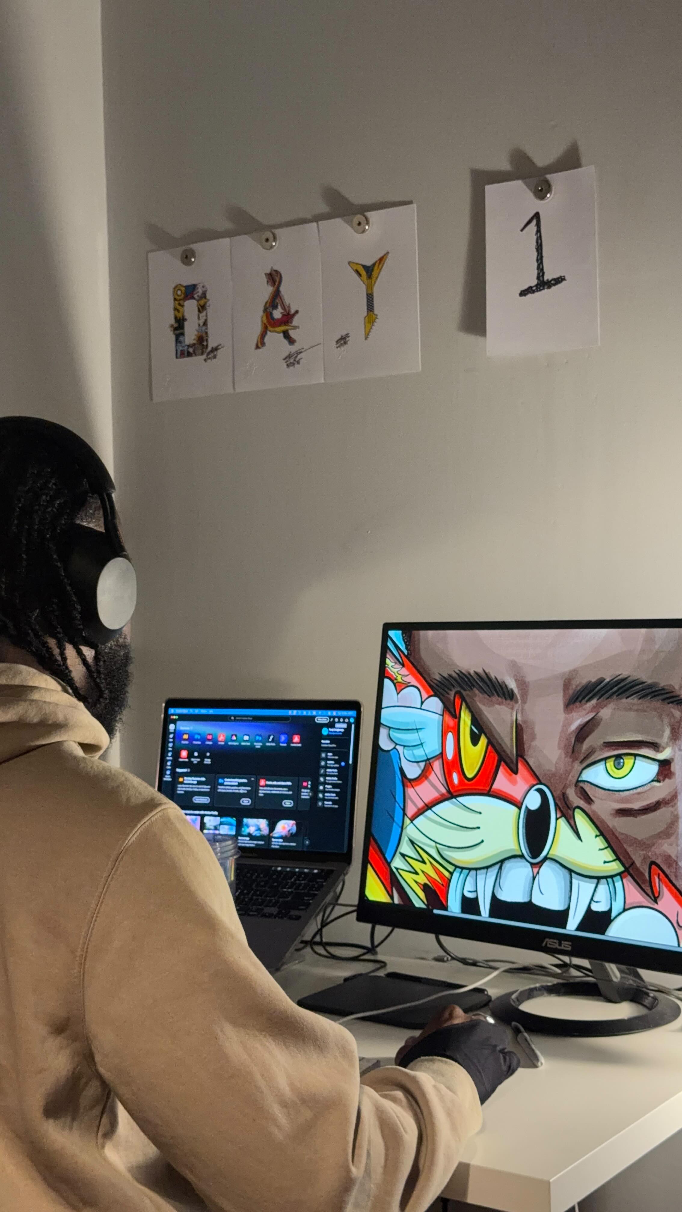 Day 1, not waiting for the new year. The date is meaningless without the mindset. Every time I wake up Iβm ready to make magic and grow. β¨
(ignore the wires, Iβll learn cable management as the days go by)
#lawyartist #artbootcamp #digitalart #adobe #adobeuk #adobecreativecloud #adobeexpress