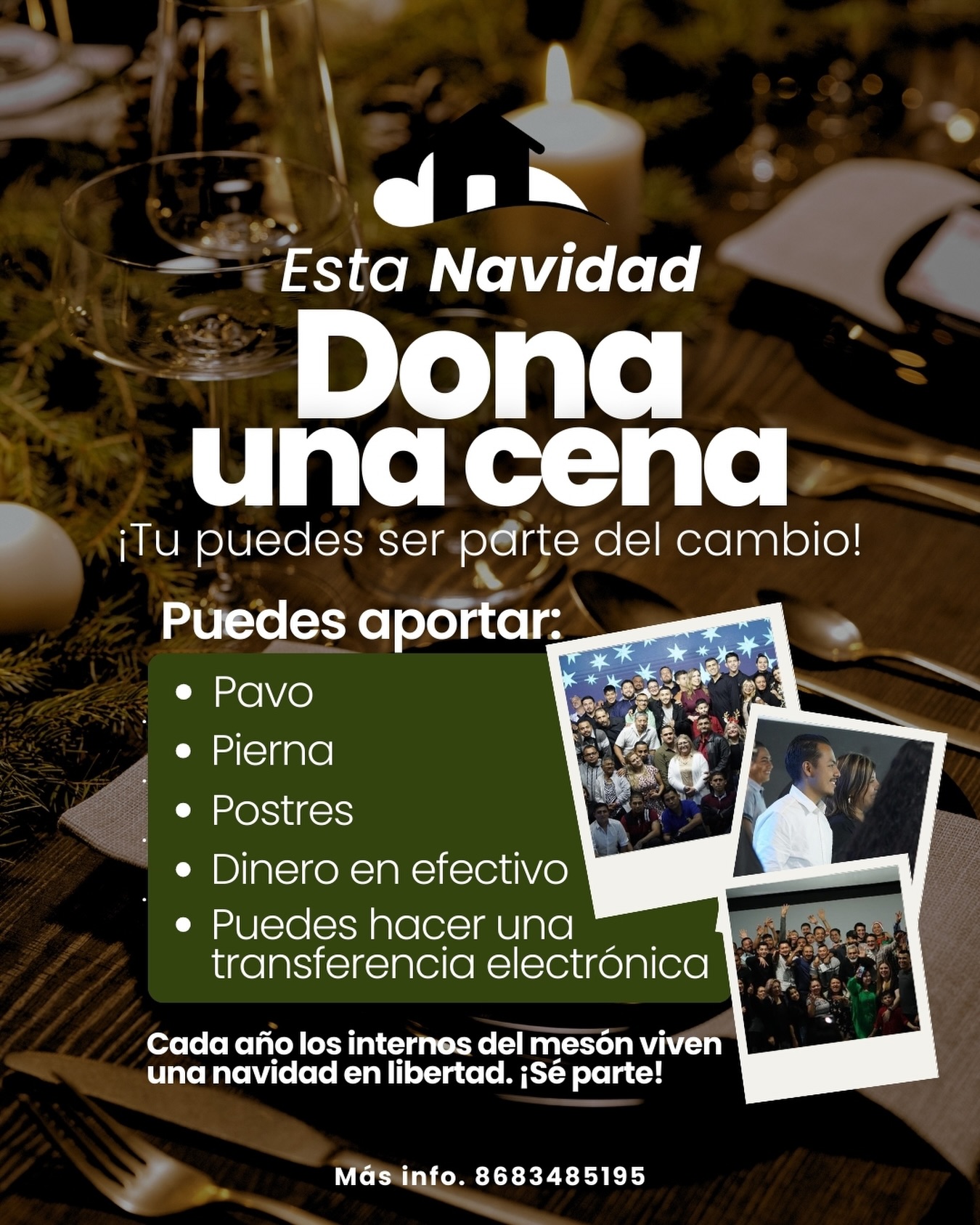 🎄 Esta Navidad, dona una cena y regala esperanza 🎁
En el Mesón del Cielo, cada año celebramos una Navidad llena de libertad y amor. 💛
Tú puedes ser parte del cambio: aporta pavo, pierna, postres o una ofrenda económica para bendecir a quienes están en proceso de restauración. 🙌
📞 Más info: 868 348 5195
✨ ¡Haz de esta Navidad un momento para compartir y transformar vidas!