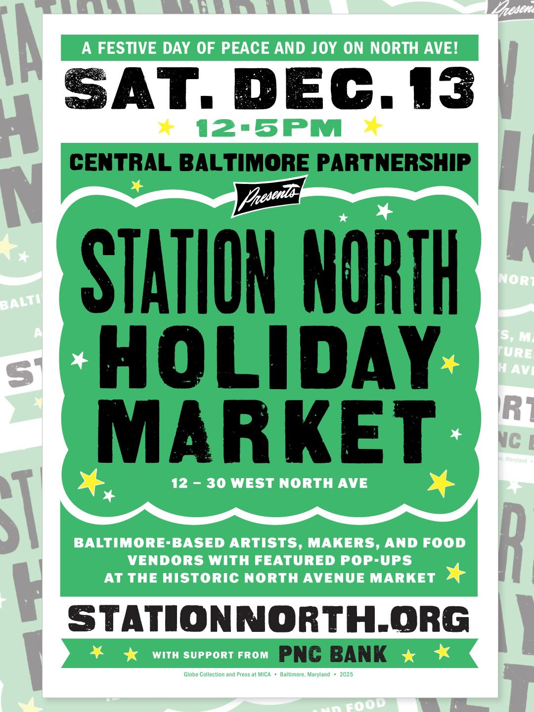 I ventured out to Baltimore for the most wonderful holiday market at Station North!
If your in these parts come see me, my wreaths and Amaryllis! 🔔
Station North Holiday Market
Saturday, 12/13
12:00 - 5:00 PM
12 - 30 W. North Avenue + New Ynot Lot (indoor & outdoor)
With support from @pncbank @ubaltmain
Experience the joy of a vibrant, illuminated North Avenue at the fifth annual Station North Holiday Market. This outdoor/indoor market features 50+ Baltimore-based artists, makers, local food and drink, pop-ups, and live performances. Thank you for shopping local!
Graphic Design: @globeatmica
The @stationnorth is a program of the @central_baltimore_partnership.
#StationNorth #PNCBank #StationNorthHolidayMarket
#StationNorthArtsDistrict #ShopLocalBaltimore
#holidayshopping #Supportlocalartist #CharlesStreetDevelopment