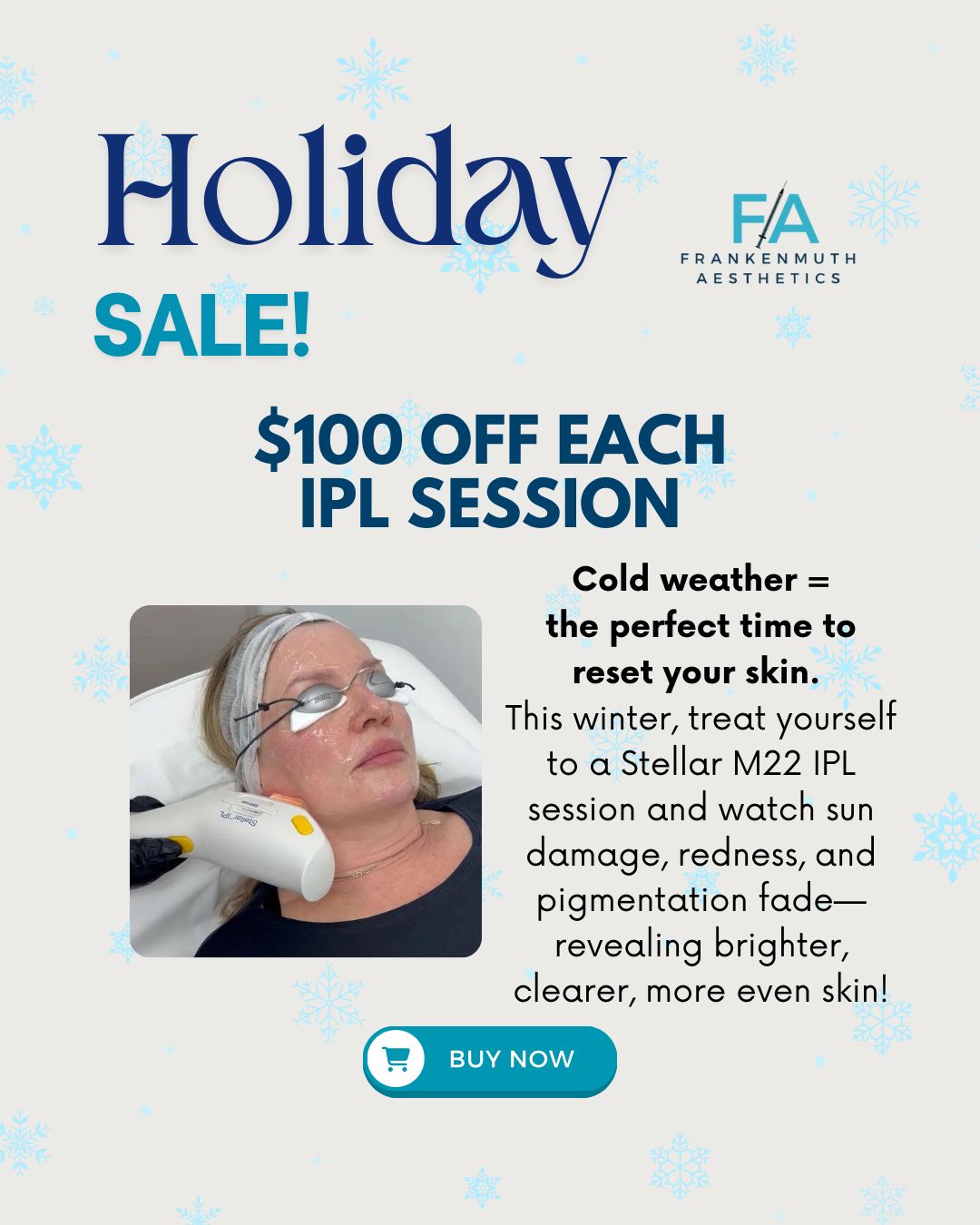 Winter is for lasers and luminous skin ✨
Get $100 OFF a Stellar M22 IPL treatment and let your glow shine brighter than the snow!
Use this link to buy: https://square.link/u/3HPdfcJO
Text 989-502-1395 for more info!
#WinterGlowUp #M22IPL #LaserSeason #SkinGoals #GlowSeason