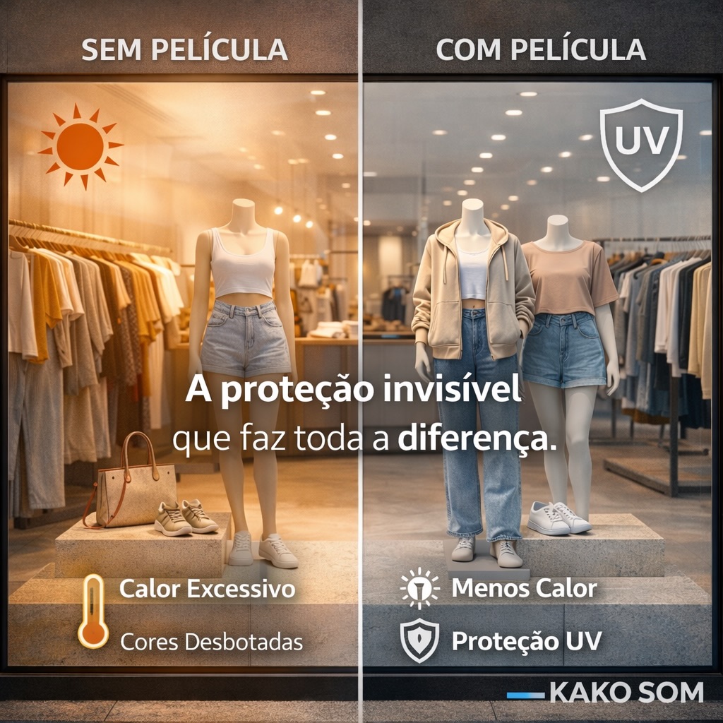 Sem película nos vidros, o calor entra.
Com película, a visibilidade continua — o calor não.
Em lojas, isso significa vitrines expostas com mais conforto térmico,
menos desgaste de produtos e menos esforço do ar-condicionado.
Em casas, significa aproveitar áreas gourmet e ambientes integrados
sem abrir mão da vista e com muito mais conforto nos dias quentes.
Com o tempo, o resultado aparece no dia a dia.
E a economia começa a aparecer na conta de energia.
Proteção invisível. Conforto real.
#PelículaIncolor #ConfortoTérmico #ProteçãoUV #ControleSolar
#PelículaArquitetônica