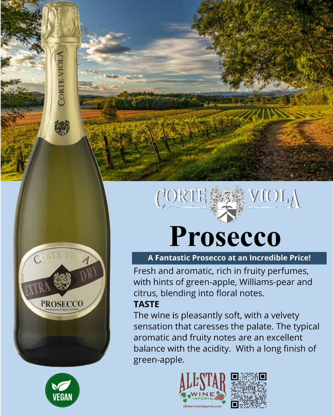 Introducing Corte Viola Prosecco
Raise a glass to the holidays with Corte Viola Prosecco! 🥂 This fantastic bubbly is high quality and comes at an incredible price, making it the perfect addition to all your festive gatherings. Whether you're toasting to good times or simply relaxing with friends, you can't go wrong with this delightful prosecco.
#CorteViolaProsecco #HolidayCheers #BubblyMoments #CelebrateWithUs
