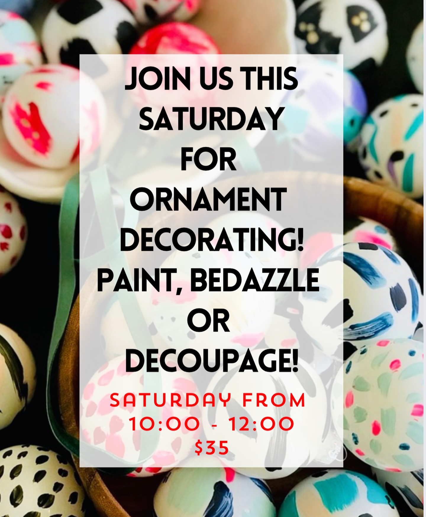 Get ready for a fun-filled Holiday Crafting session! Join us for ornament decorating where you can paint, decoupage, or add some sparkle to two Papier Mache ornaments. We've got everything you need, including plenty of glitter paint! Suitable for all ages, though kids under 12 will need an adult by their side. Dates are December 6th or 20th. Sign up in the link in our bio or here: https://occ.sn/7s3FLc5c