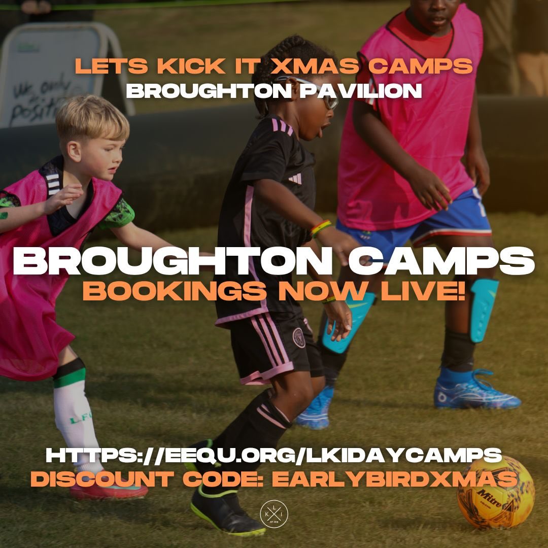 XMAS CAMPS ⚽️🎅🏼
Our Xmas Day Camps now have LIMITED spaces and are available to book at https://eequ.org/lkidaycamps 😎
DISCOUNT CODE: EARLYBIRDXMAS
⚽️ Day Camps in Broughton
⚽️ Day Camps in Bletchley
⚽️ Elite Camp in Bletchley
COME & PLAY THE LETS KICK IT WAY!
www.letskickitsoccer.co.uk
07415178399
admin@letskickitsoccer.co.uk
#letskickit #letskickitmk #camps #broughton #bletchley #mk #miltonkeynes #xmas #christmas #schoolsout #soccer #football #training #development #community #safe #professional #bestinmk