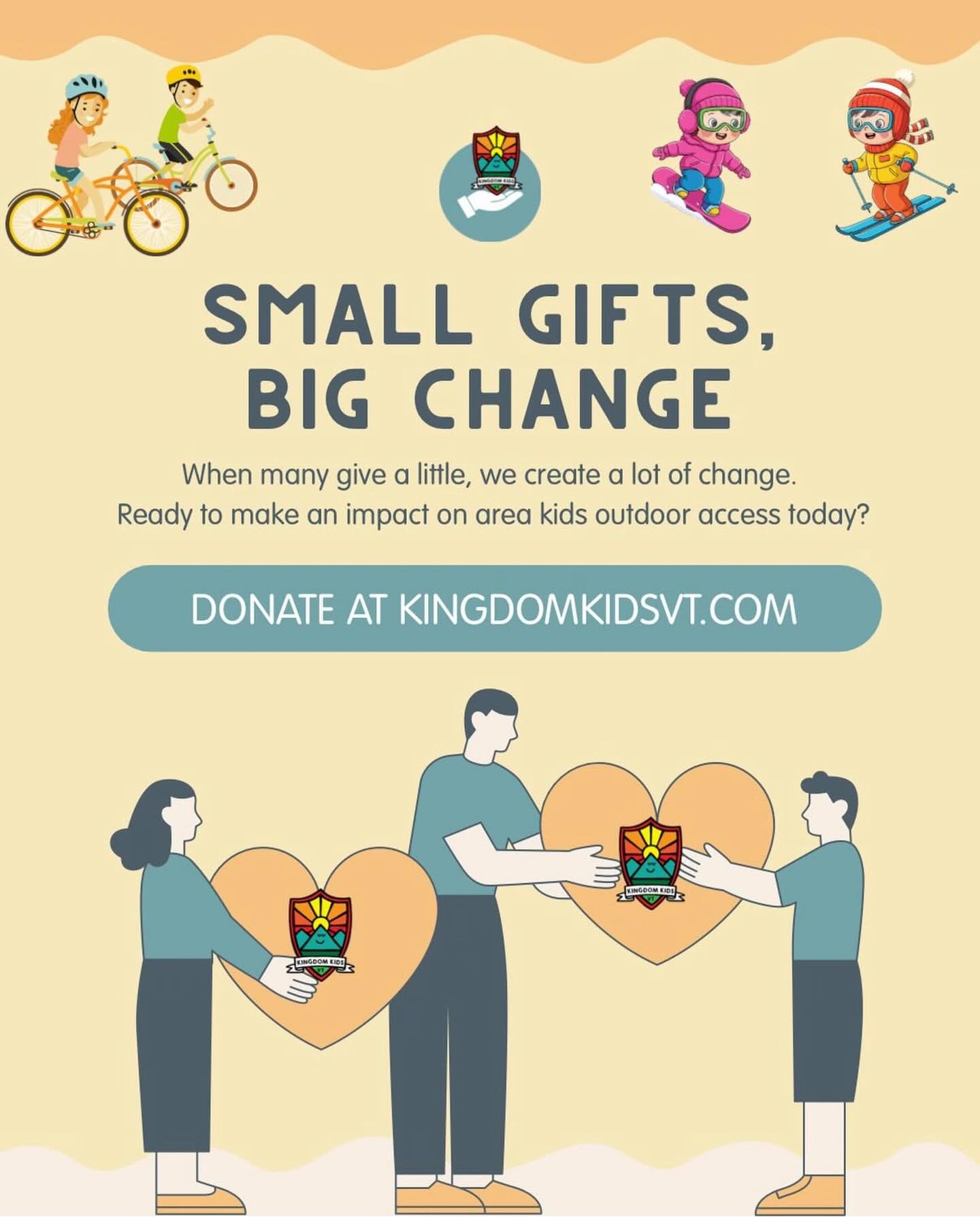 This Giving Tuesday, we’re inviting our community to join us in the simplest way.
If you’re able, consider donating the cost of a cup of coffee to Kingdom Kids.
That small act helps us put ski gear, outdoor equipment, and seasonal essentials directly into the hands of local children.
Donate via PayPal or through our website. Both links are in our bio
Your support truly matters!