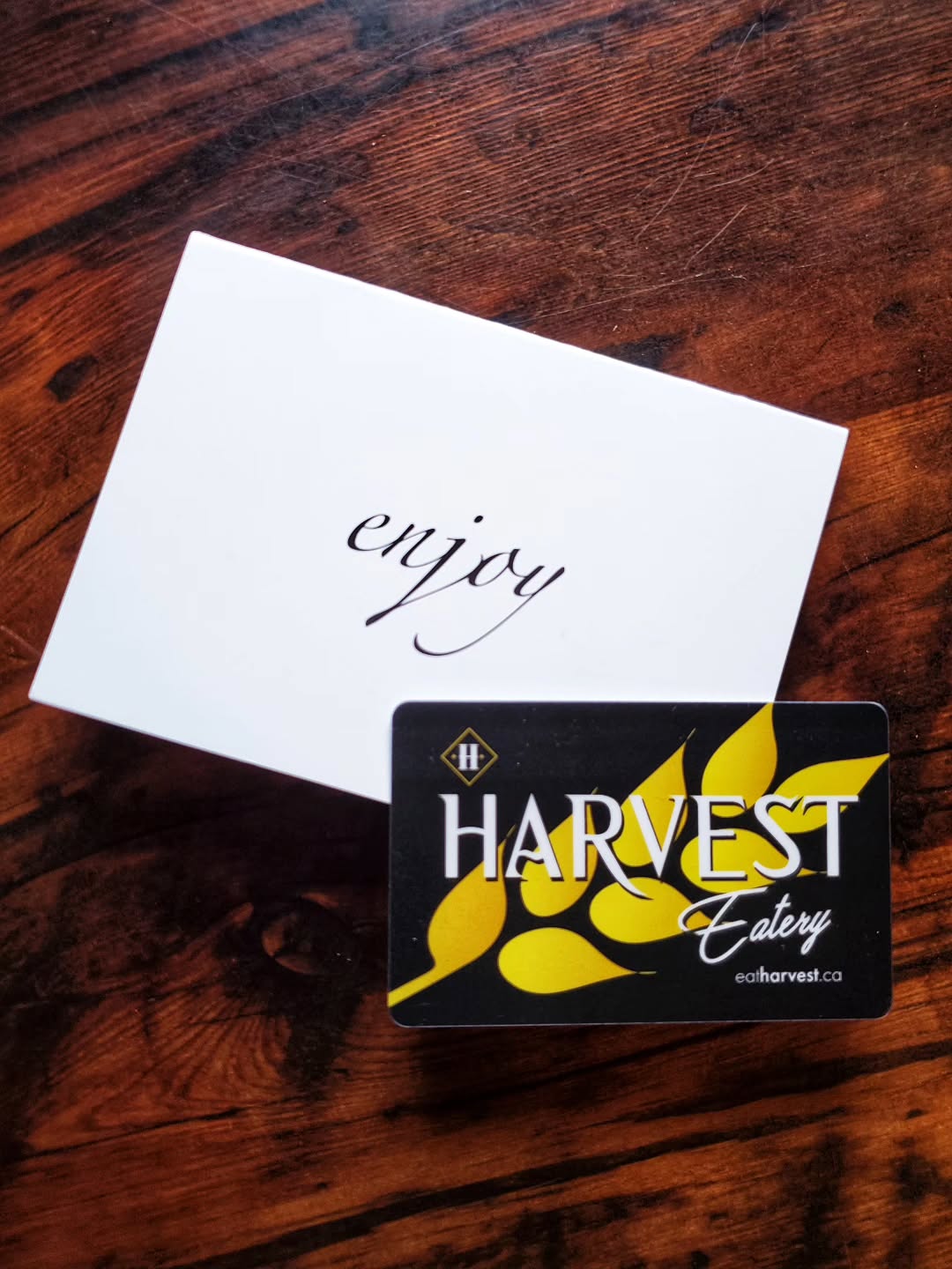 Yes, we have Gift Cards!
You can also now purchase e-cards on our website: eatharvest.ca/gc