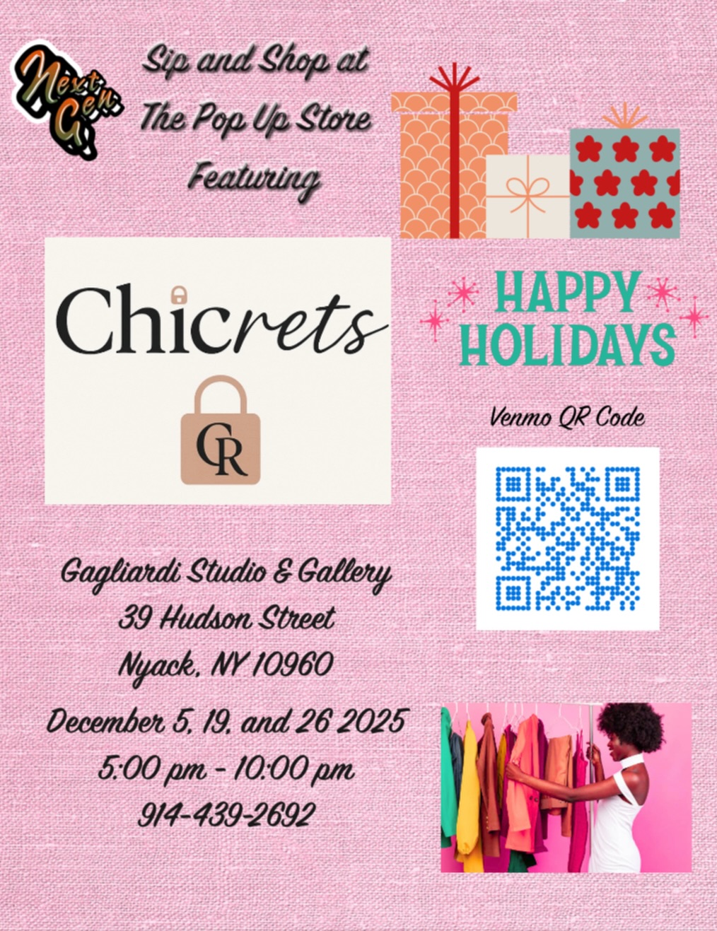 Meet Next Gen’s board members are having a popup shop today. Be sure to stop by and get something or a few things for the holidays!