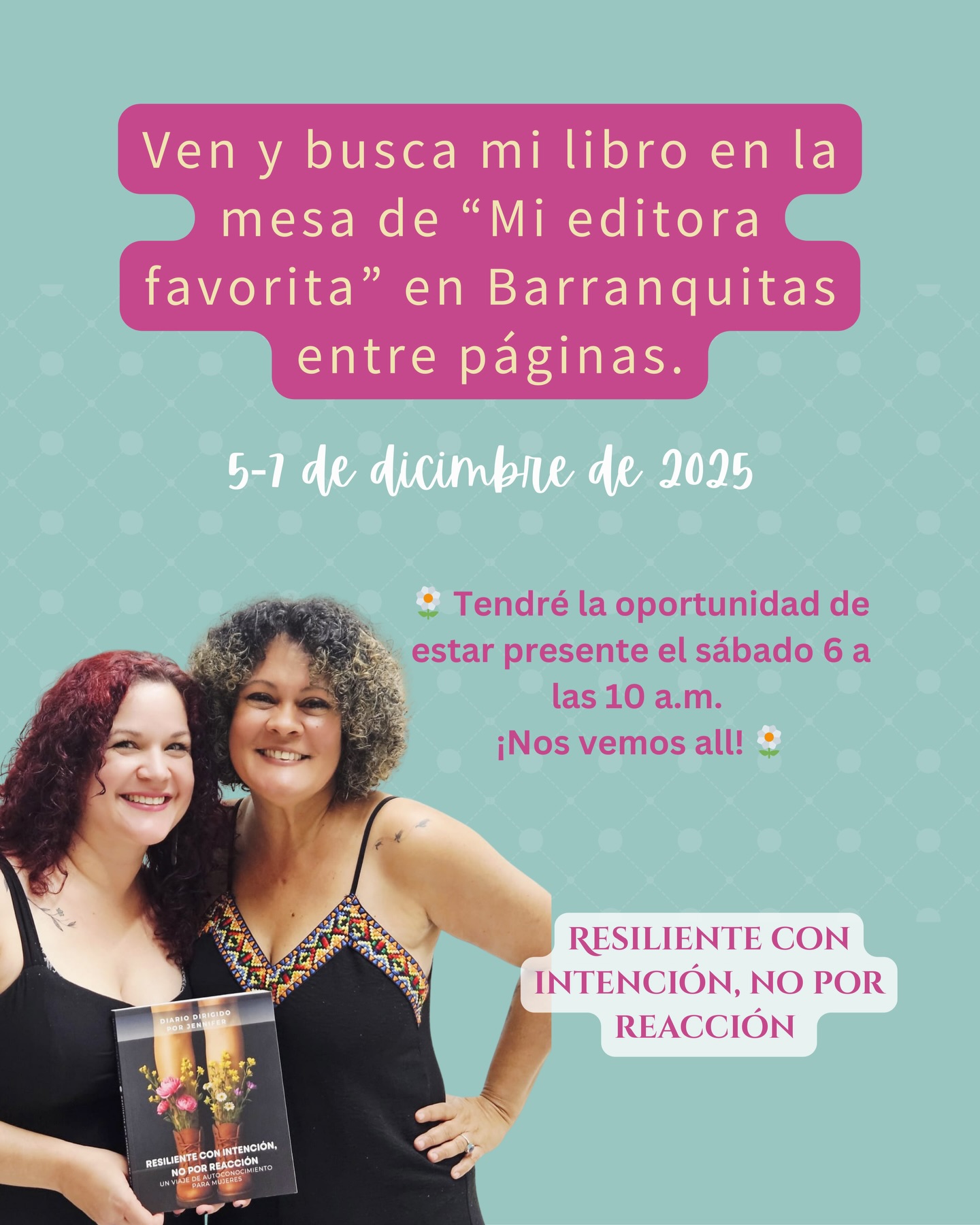 ¡Qué honor tan hermoso! Ver mi libro, parte de mi historia, compartir este espacio mágico y especial.
¡Ven y busca mi libro en la mesa de “Mi editora favorita”!
¿Dónde? En el Pabellón de las Artes y la Juventud en Barranquitas.
¿Cuándo? 5-7 de diciembre de 2025
El día sábado, 6 de diciembre, desde las 10 a.m. estaré acompañando a “Mi editora favorita” en su mesa. ¡Visítame y hablemos! 🌼🫶
@mieditorafavorita @hope_and_future_consulting