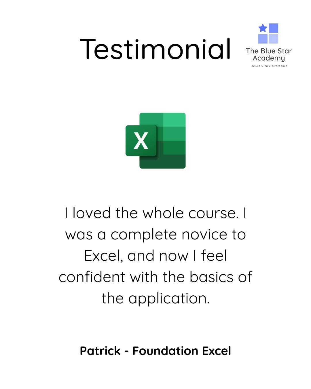Feedback that speaks for itself!
Email me at rachel@thebluestaracademy.co.uk if I can help you on your Excel journey!
